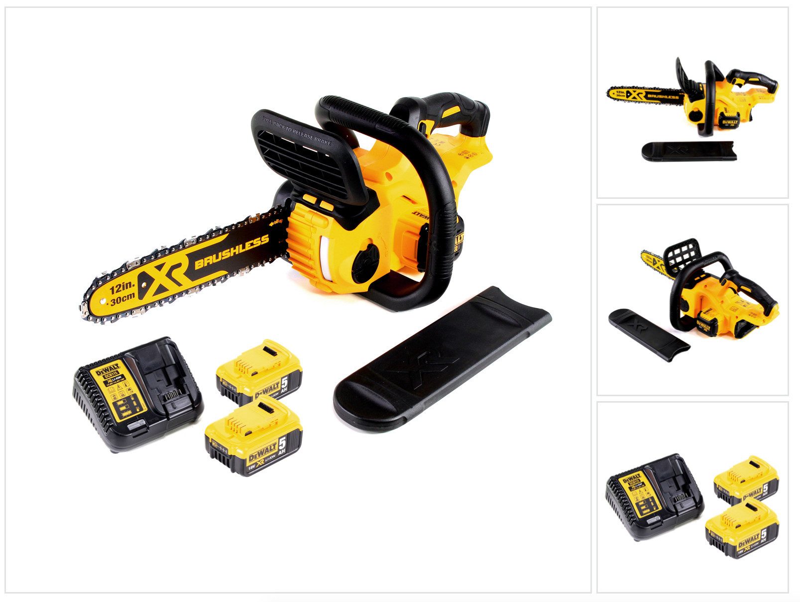 DeWalt Benzin-Kettensäge DCM 565 P2 Akku Kettensäge 18V + 2x Akku 5,0 Ah + Ladegerät