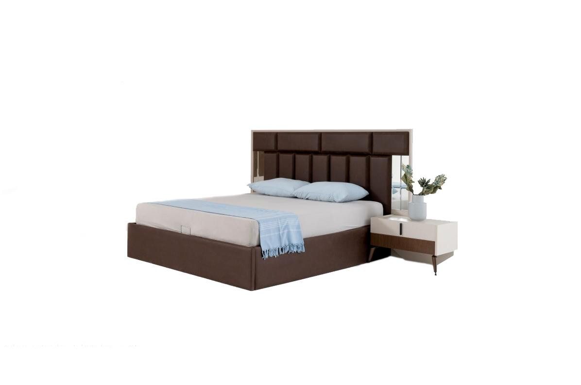 JVmoebel Bett Braun Bett Schlafzimmerbett mit Bettkasten Bettrahmen Holz (1-tlg., Nur Bett), Made in Europa