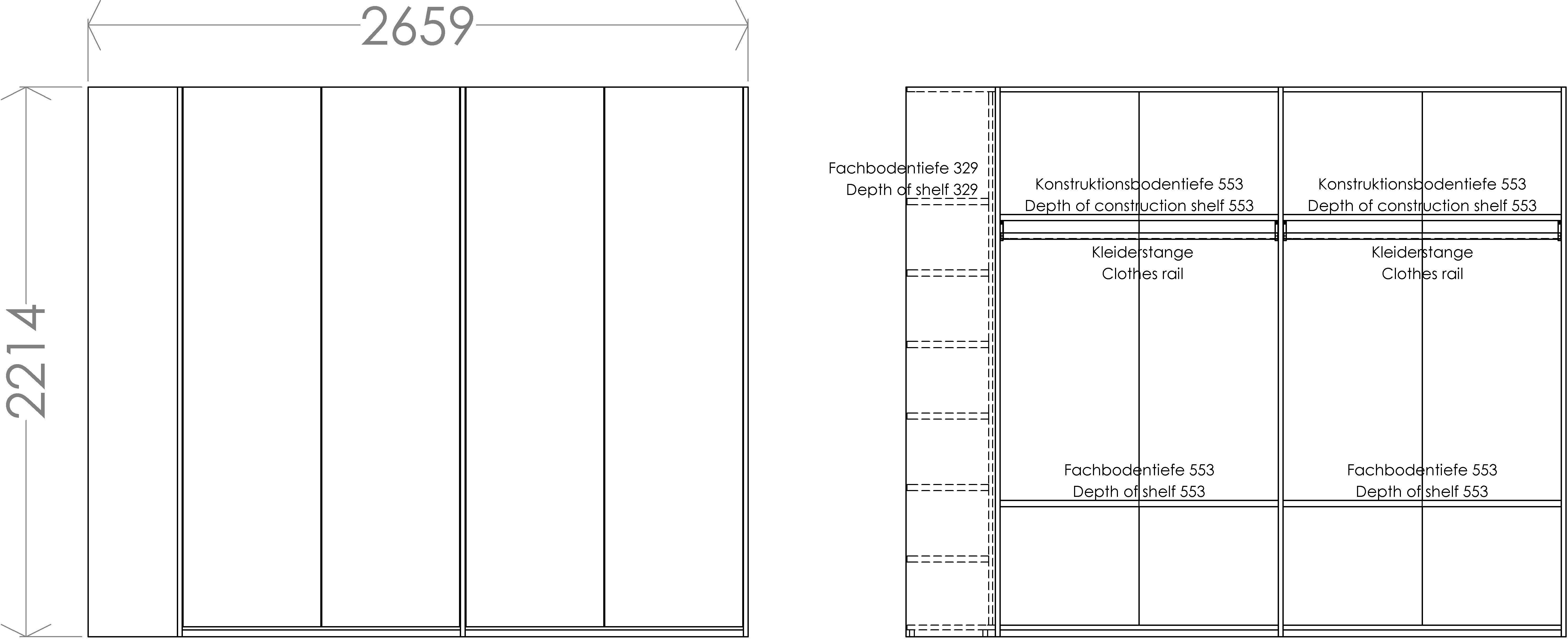 Modular LIVING SMALL wahlweise | oder links rechts durchgehender Variante montierbar Boden, Anbauregal Müller 4 Plus weiß/birke Kleiderschrank weiß/birke