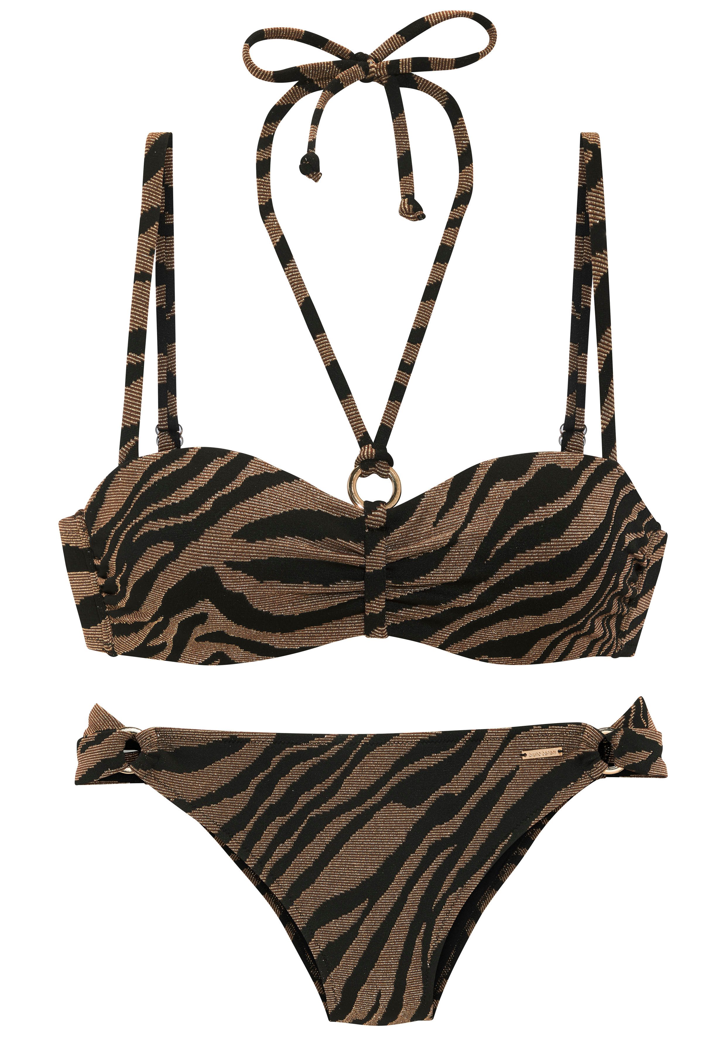 Bruno Banani Bügel-Bandeau-Bikini in zweifarbiger Animal-Optik günstig online kaufen
