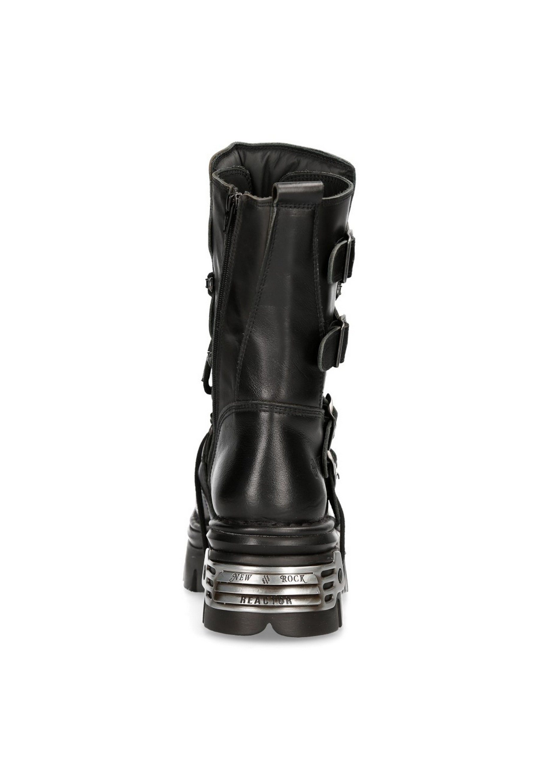 NEW ROCK M-373-S4 Ankleboots Edle Schwarzleder-Stiefel für den rebellischen Look