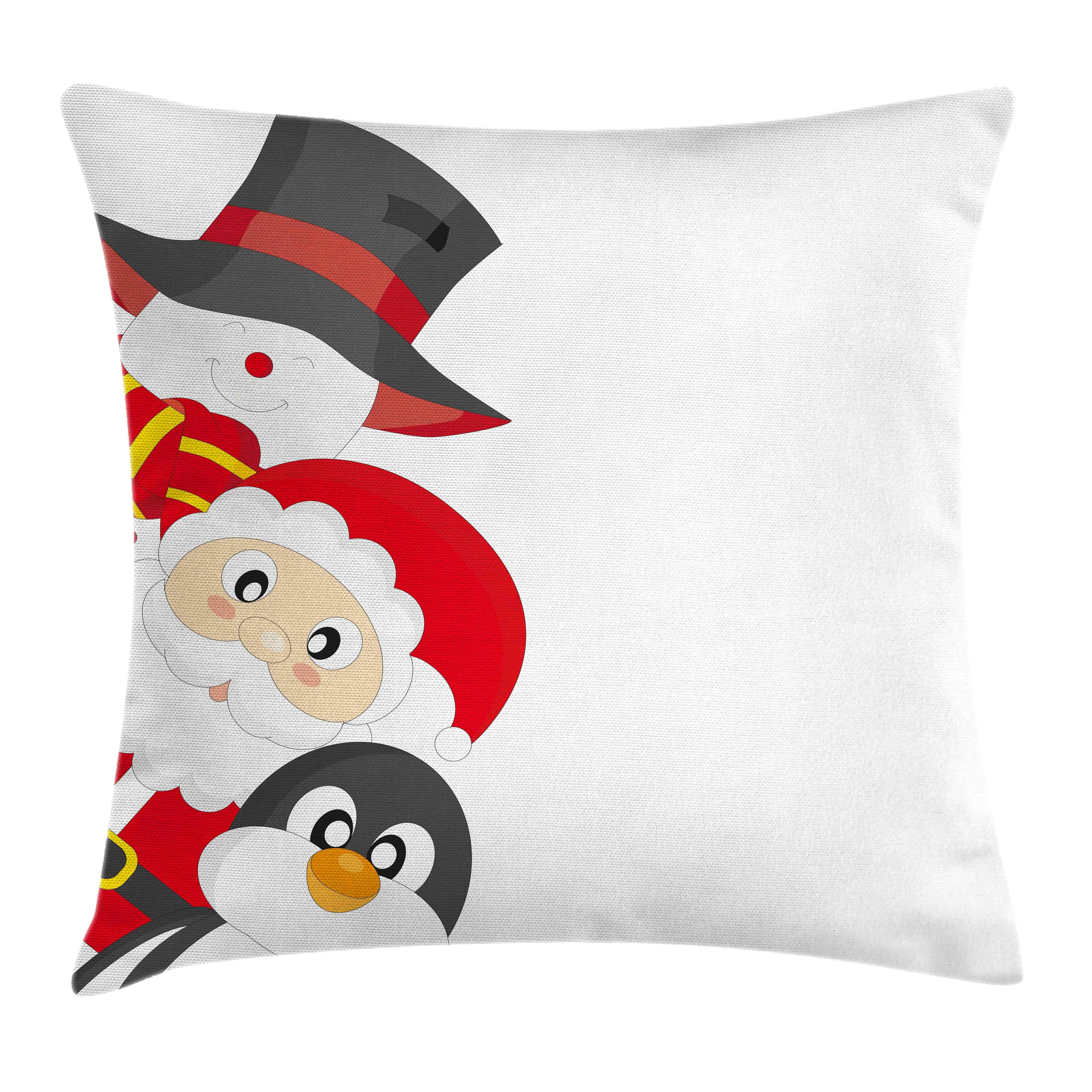 Kissenbezüge Reißverschluss Kissenhülle mit Farbfesten Farben Beidseitiger Druck, Abakuhaus (1 Stück), Weihnachten Happy Santa Penguin