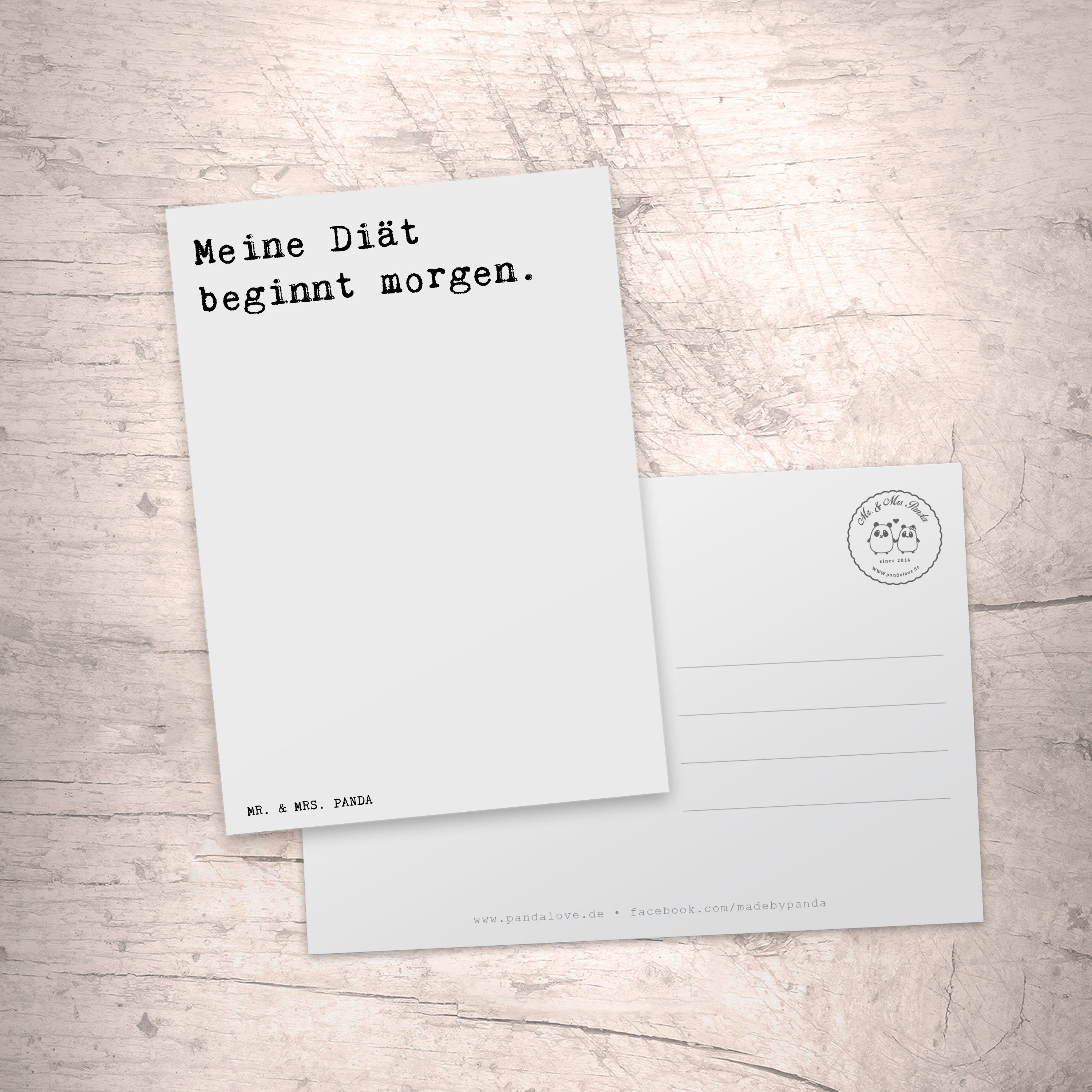 Mr. & Mrs. Panda Postkarte Meine Diät beginnt morgen. - Weiß - Geschenk, Diät Abnehmen Fasten Lu | Grußkarten