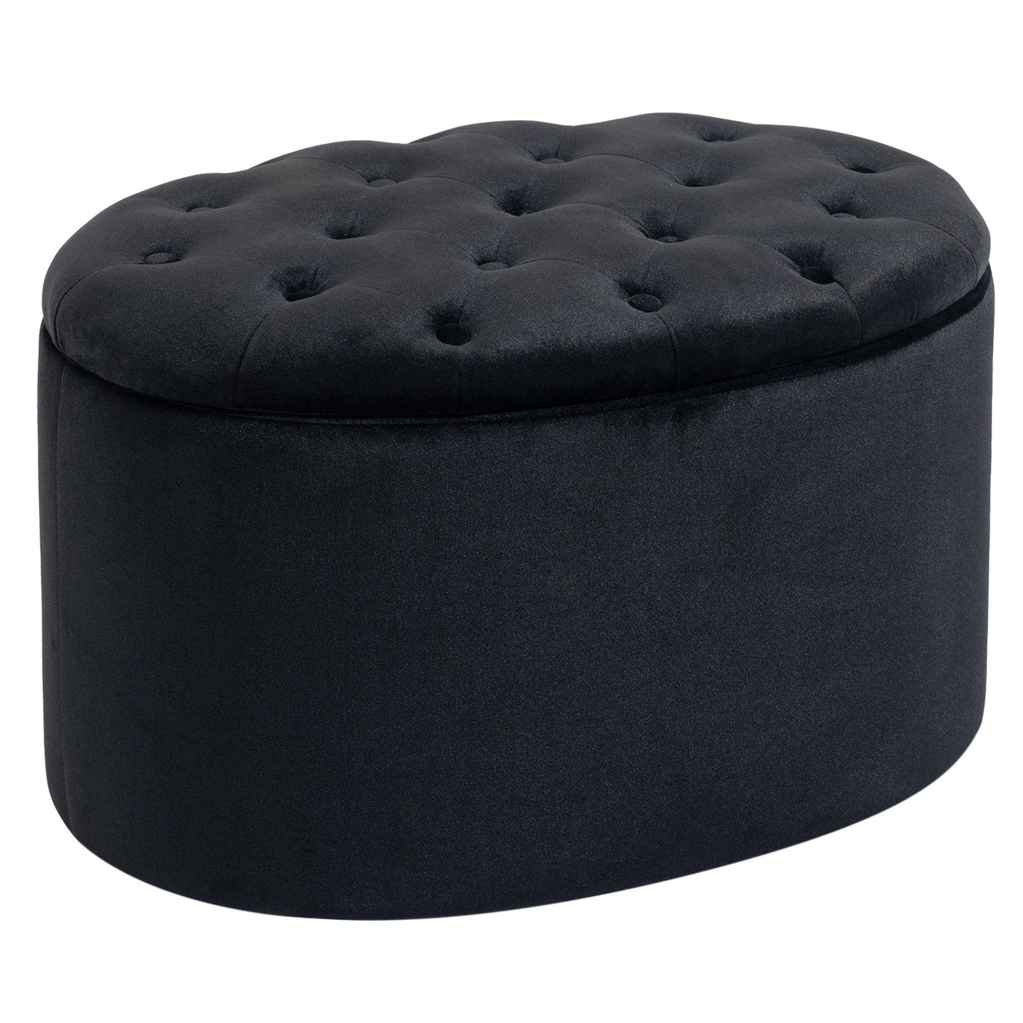 HOMCOM Sitzbank Sitzbank ovalförmig mit Stauraum schwarz | schwarz