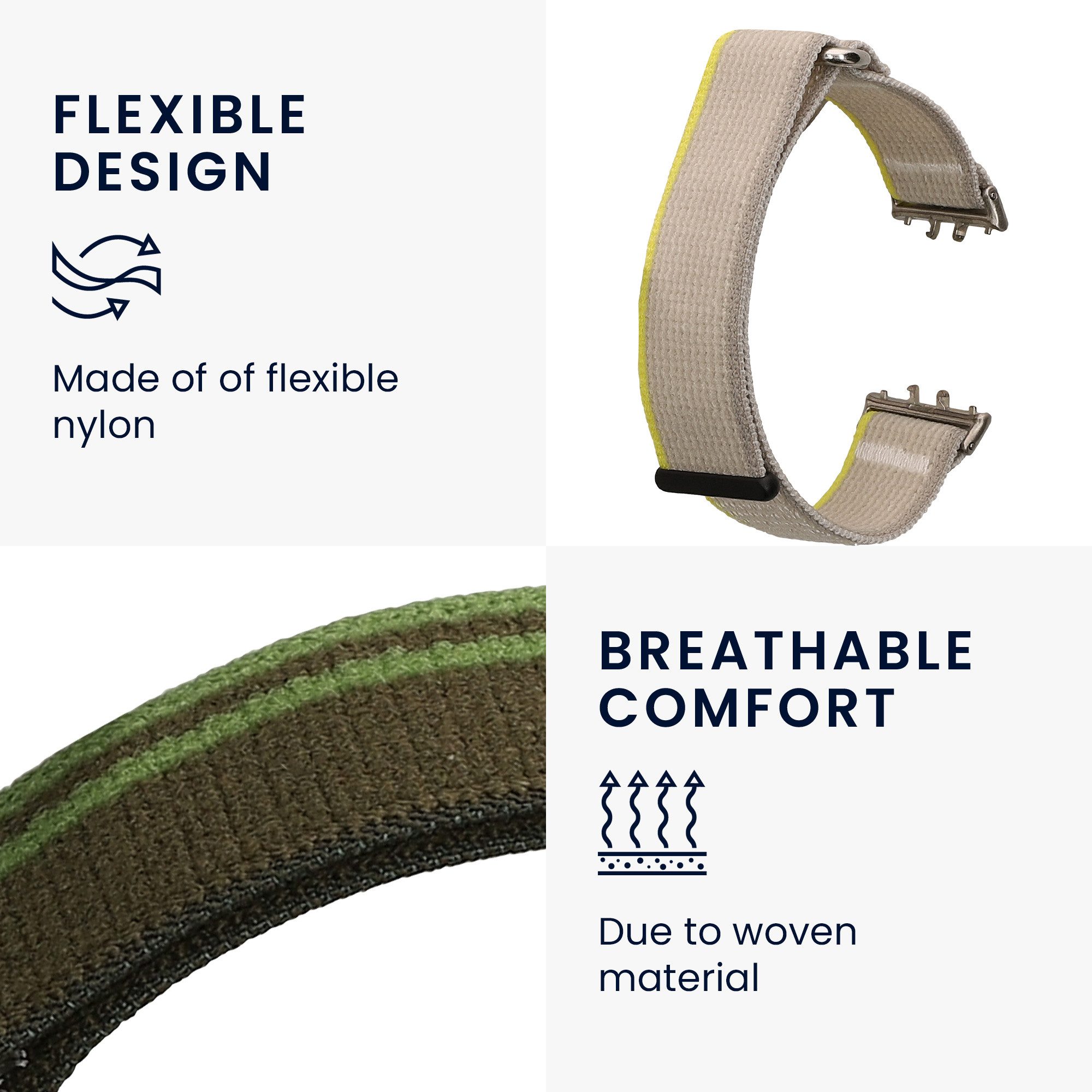 kwmobile Armband für Samsung Galaxy Fit 3 Smartwatch, 2-tlg., Nylon Fitnesstracker Sportarmband Band - Innenmaße von 14 - 22 cm