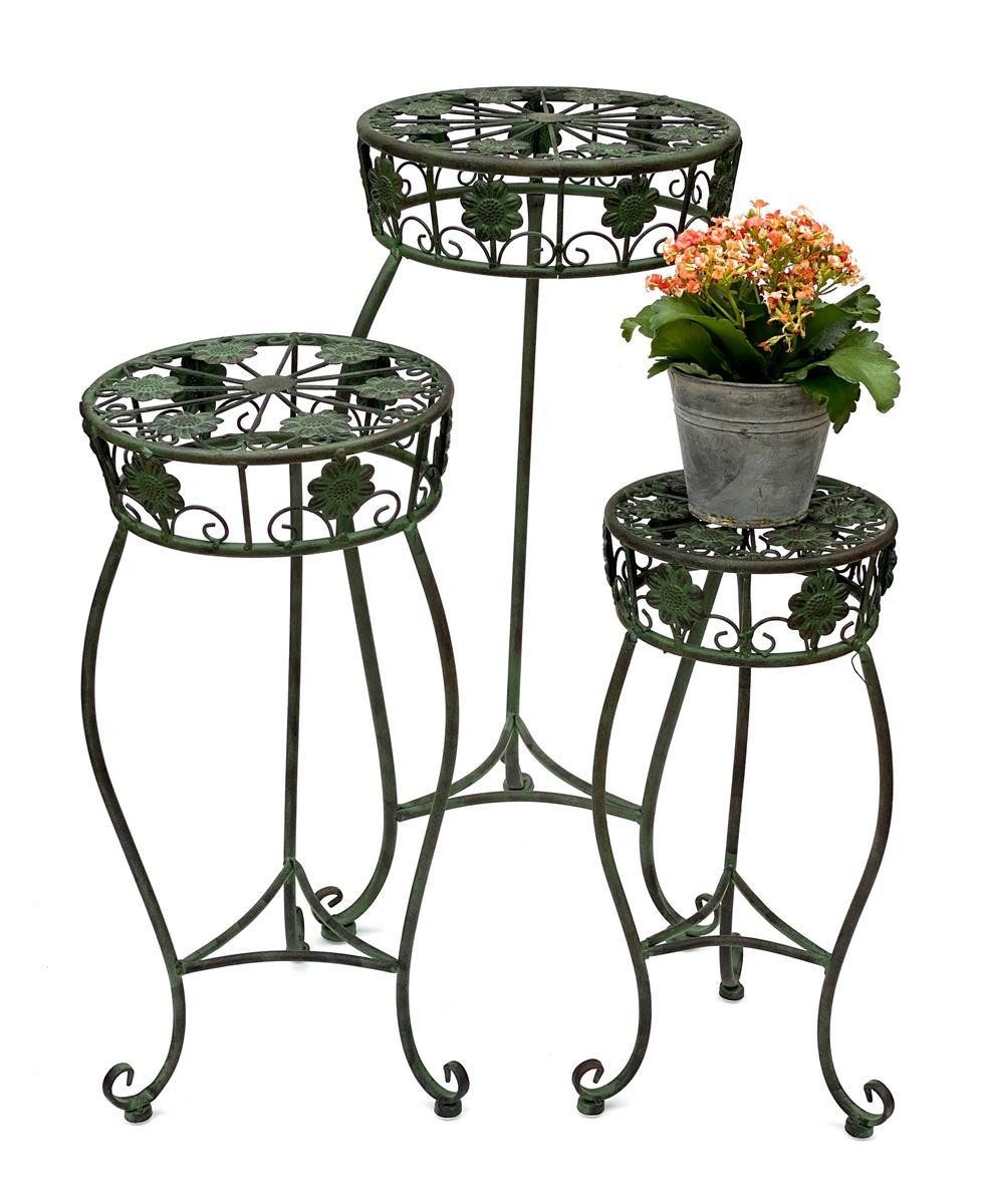 DanDiBo Blumenhocker Metall Grün Blumenhocker 3er Set Blumensäule Antik