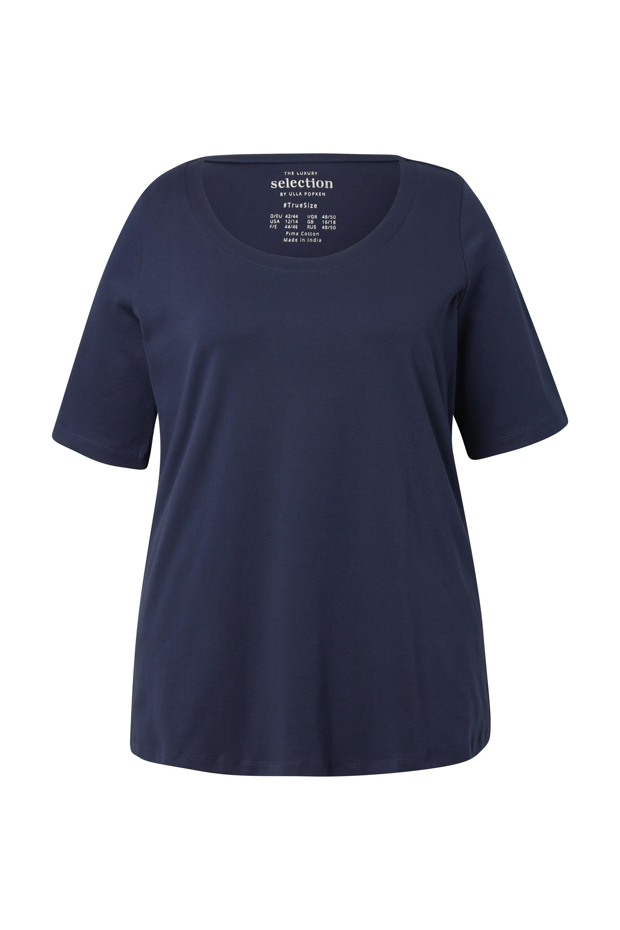 Ulla Popken T-Shirt Pima Cotton Shirt A-Linie Rundhals Halbarm günstig online kaufen