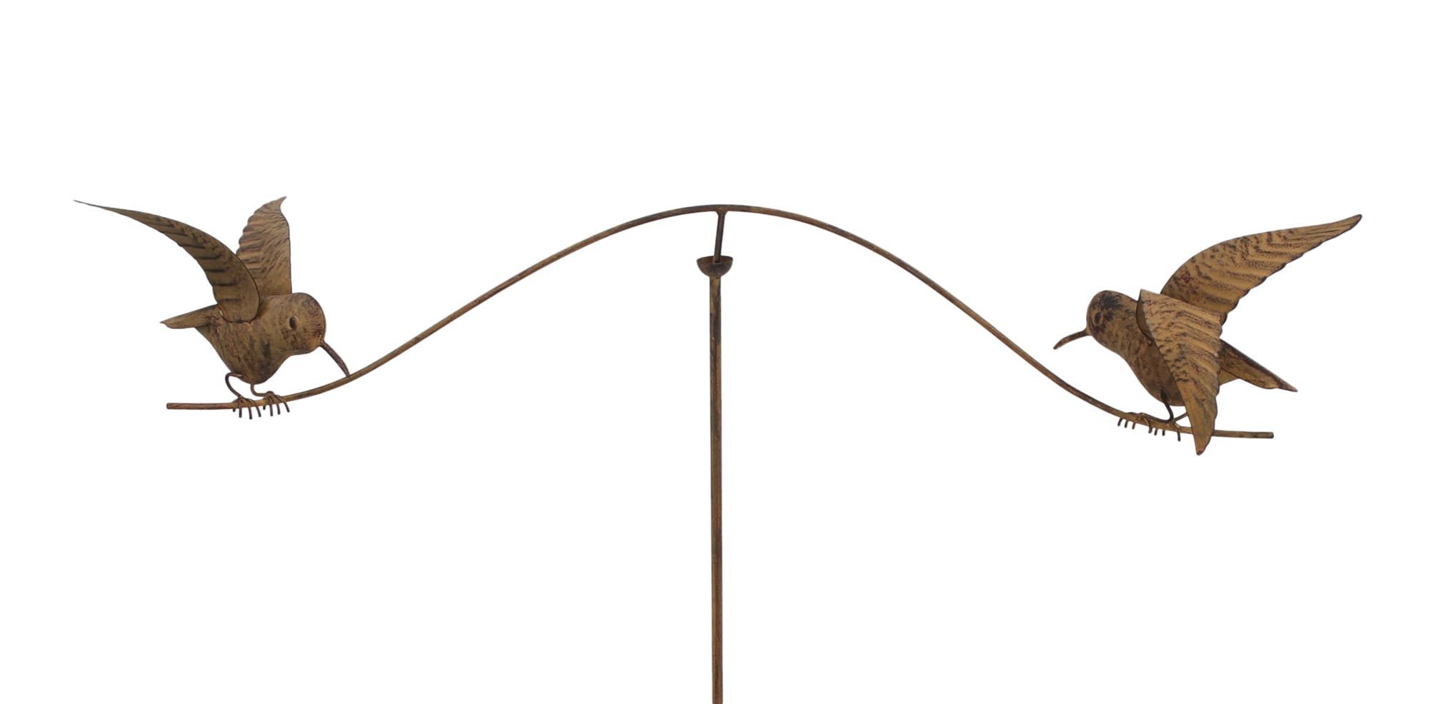 Dekoleidenschaft Gartenstecker "Vogelwippe" Metall mit Echtrost, 125 cm hoch, Dekostecker wetterfest Outdoor Gartendeko für Draußen