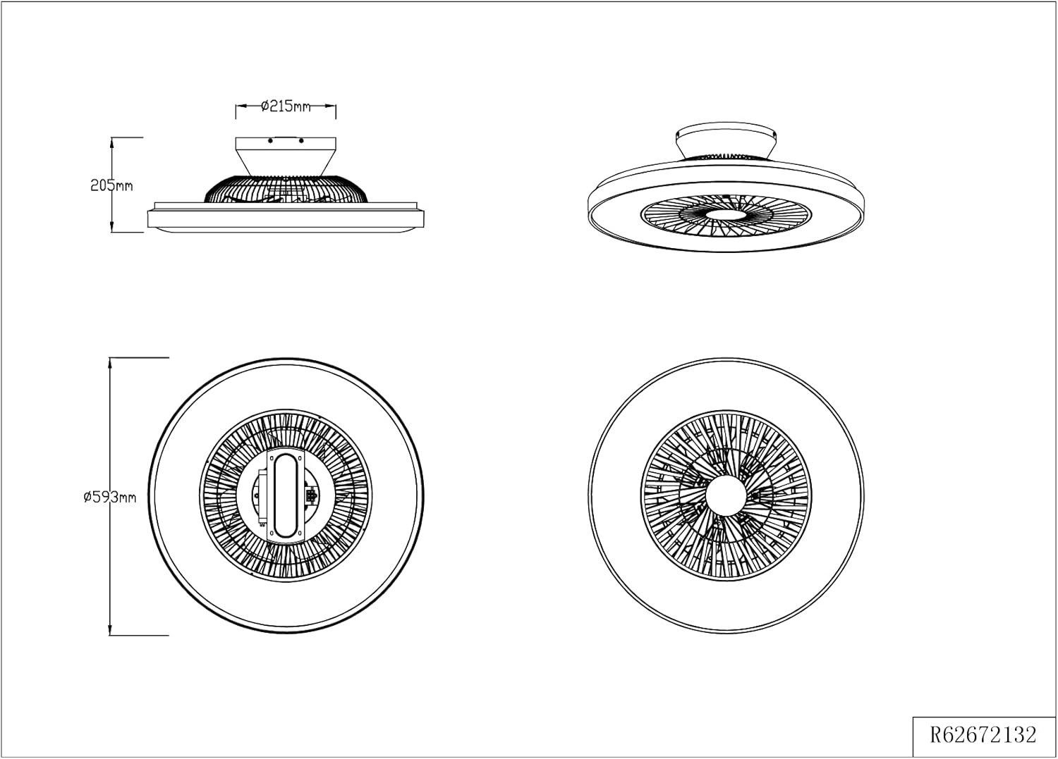 lightling LED Deckenleuchte Hannelore, LED fest integriert, Tageslichtweiß, Ventilator, 3 Geschwindigkeitsstufen, Dimmer, Fernbedienung, IP20