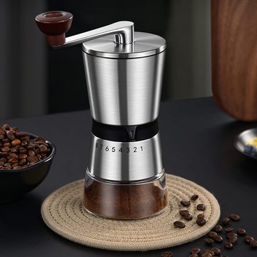 GOOLOO Kaffeemühle Manuell/Hand mit Keramikmahlwerk,mit 8 Mahlstufen Espressomühle, 80,00 g Bohnenbehälter