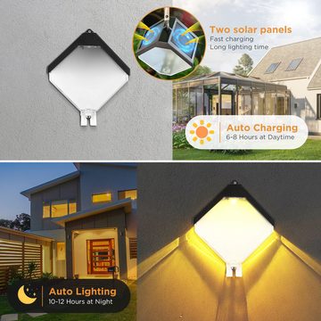 BlingBin LED Solarleuchte 2er-Set Solarlampen für Außen Hängend Eisziegel Wasserdicht, ‎IP65 Wasserdicht, LED fest integriert, Warmweiß, RGB, Solar Wandleuchten Garten Zaunbeleuchtung für Terrasse Zelt Veranda