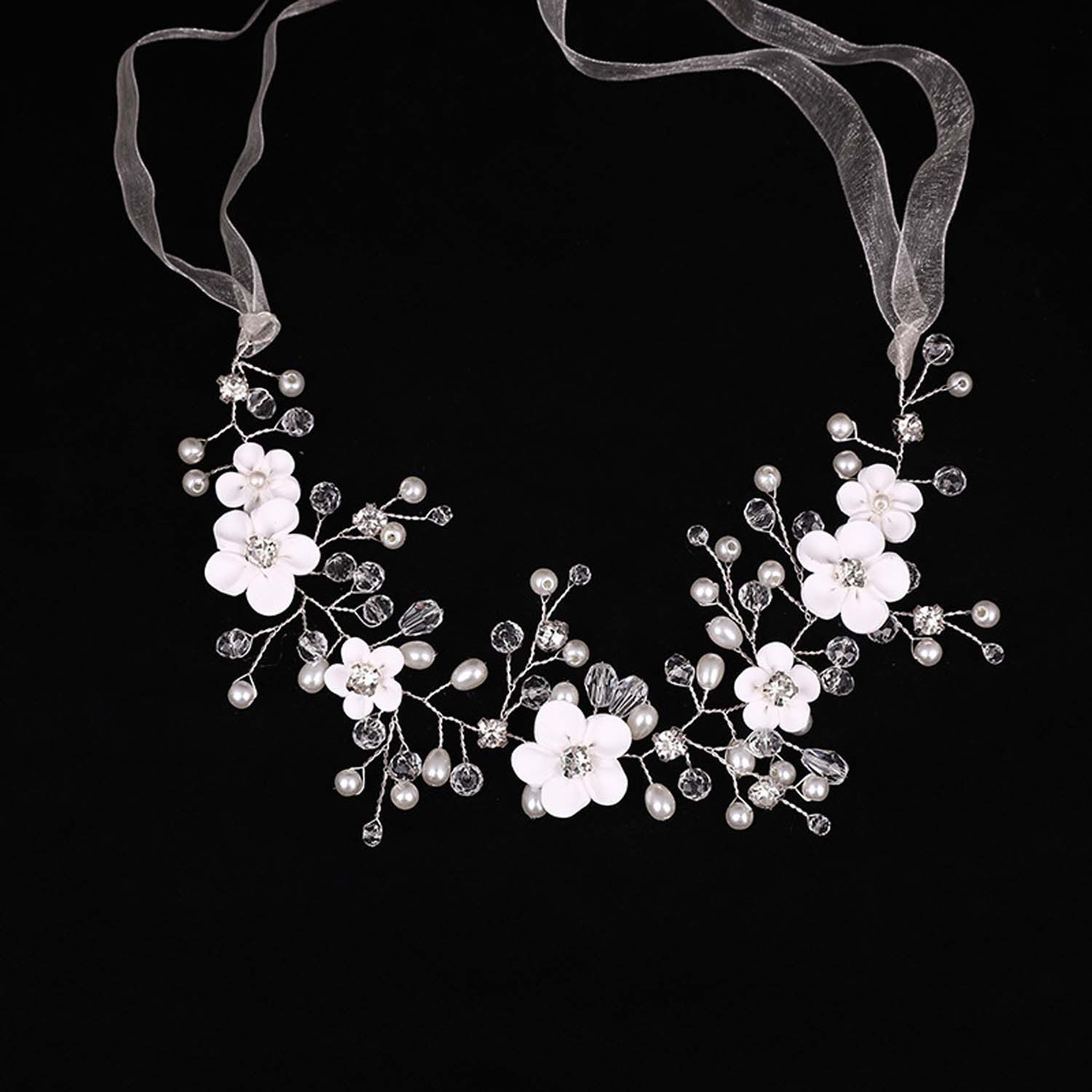 trends for living Haarspange Blumen Hochzeits Kristall Braut Kopfschmuck Perle Strass Haarschmuck, 1-tlg.