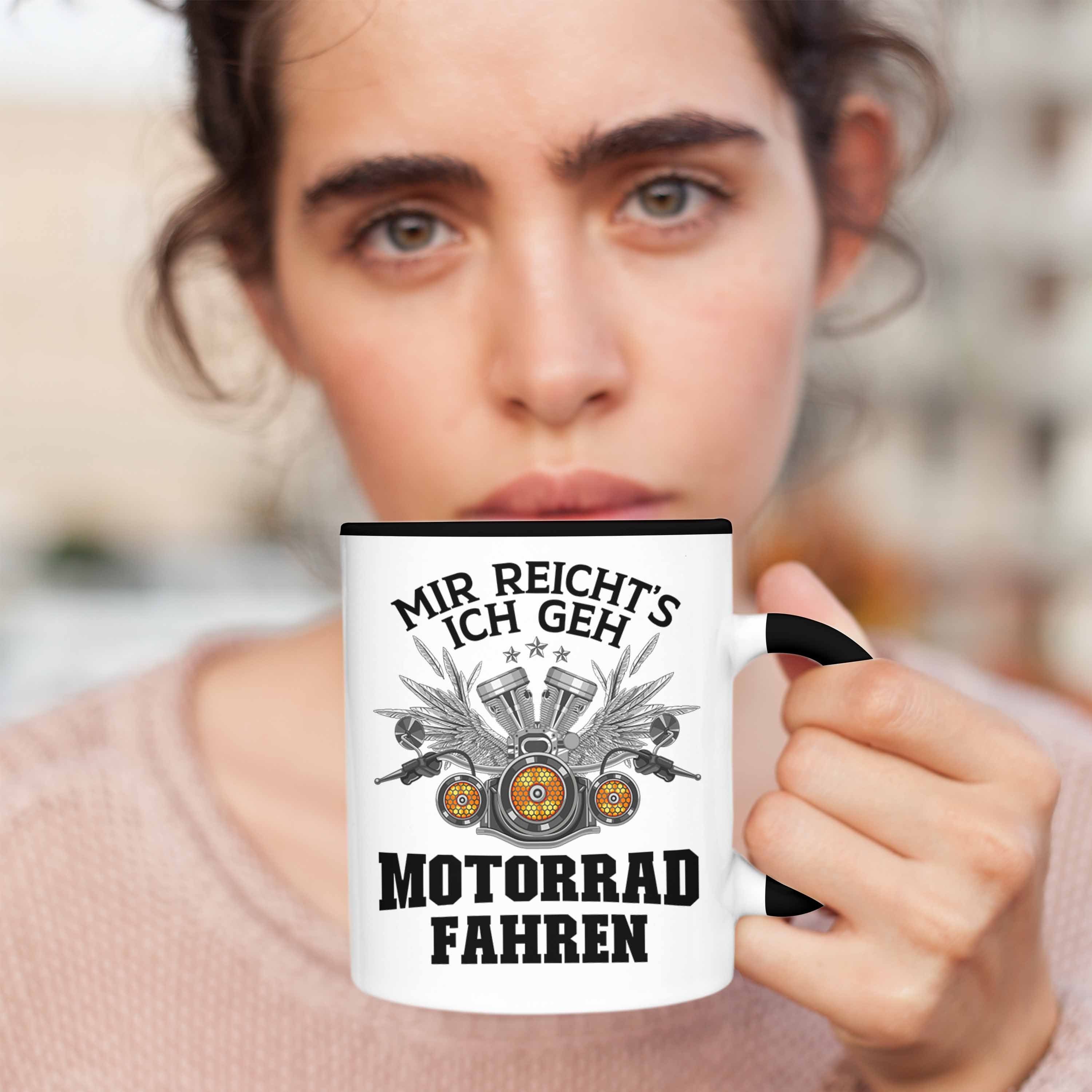 für Kaffeetasse Tasse mit Trendation Tasse Herren Motorrad - Schwarz Geschenk Biker Männer für Motorradfahrer Spruch Trendation