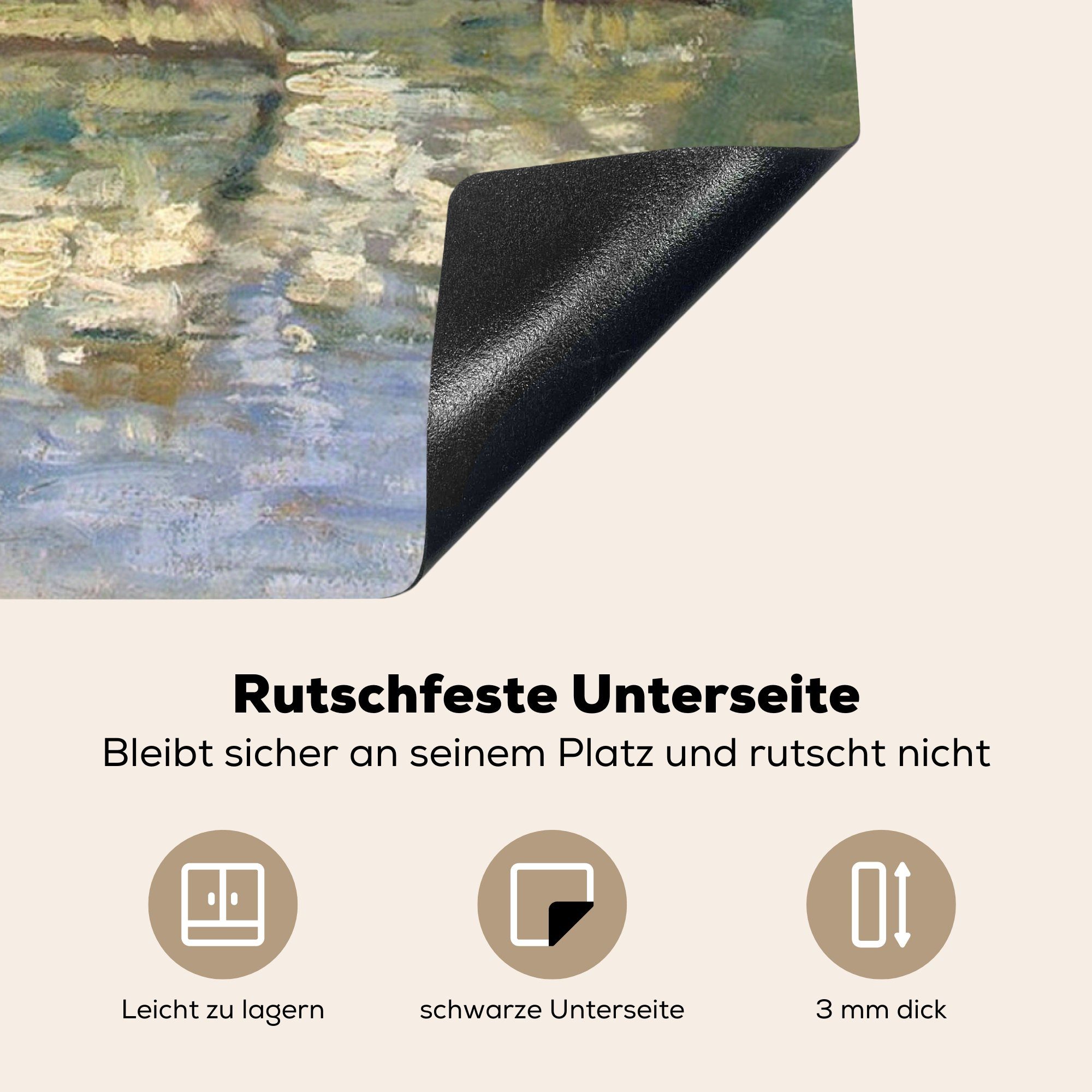 MuchoWow Herdblende-/Abdeckplatte Die Seine bei (1 Vinyl, cm, Ceranfeldabdeckung, Claude Monet, küche tlg), - Arbeitsplatte 78x78 Asnières für