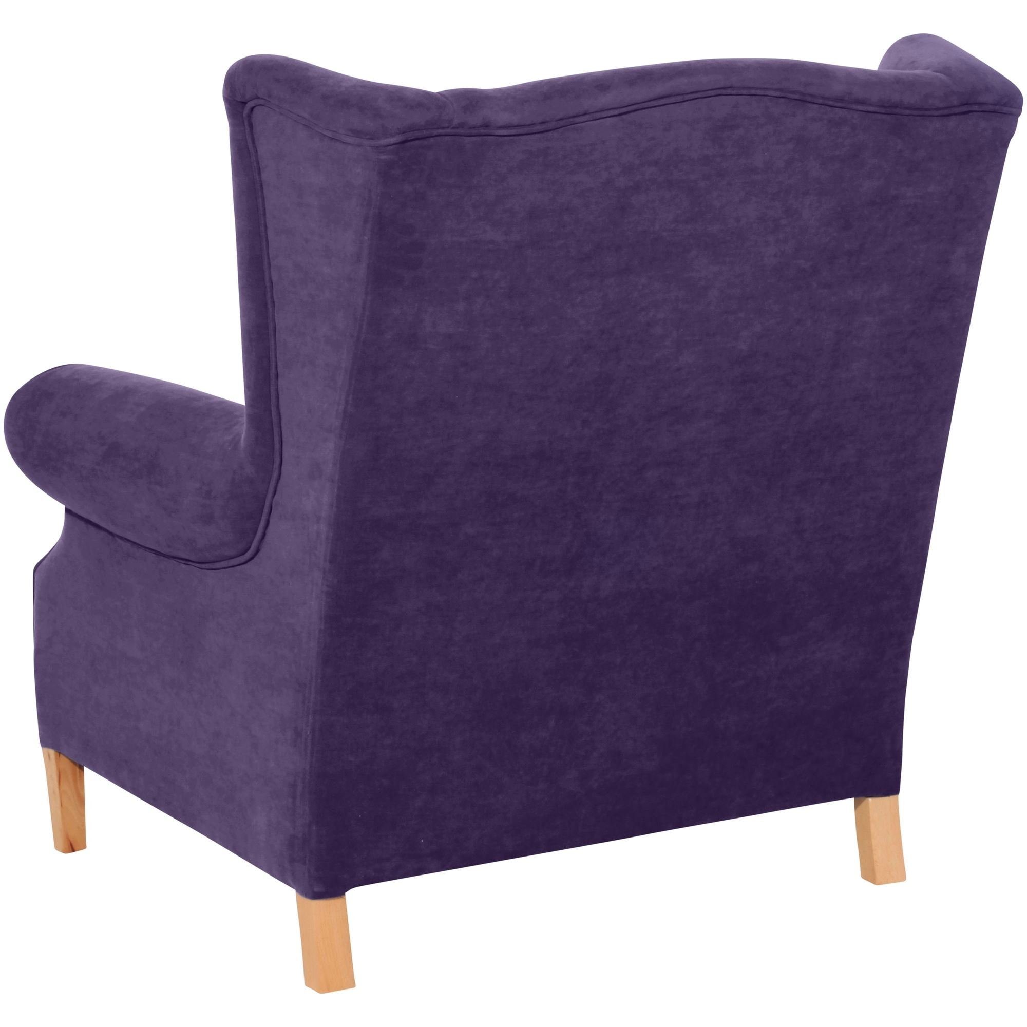 (Sparpreis 1-St), 21722 Bezug verarbeitet,bequemer Big-Sessel Versand, Sitz natur Buche Kantha aufm XXL-Sessel inkl. violett Veloursstoff hochwertig / 58 Kostenlosem Kessel