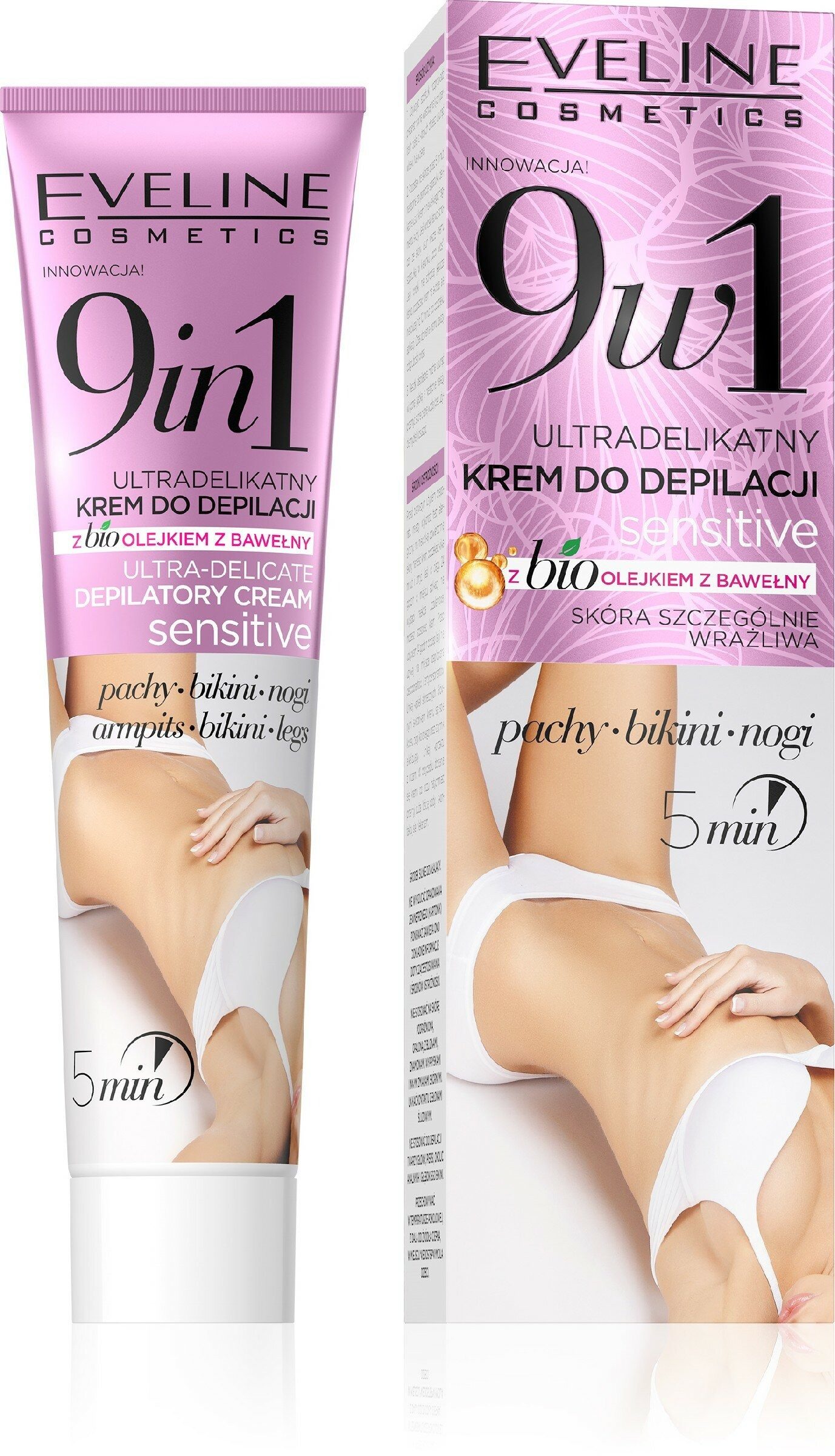 Eveline Cosmetics Enthaarungscreme EVELINE Sensitive 9in1 ultra sanfte Enthaarungscreme