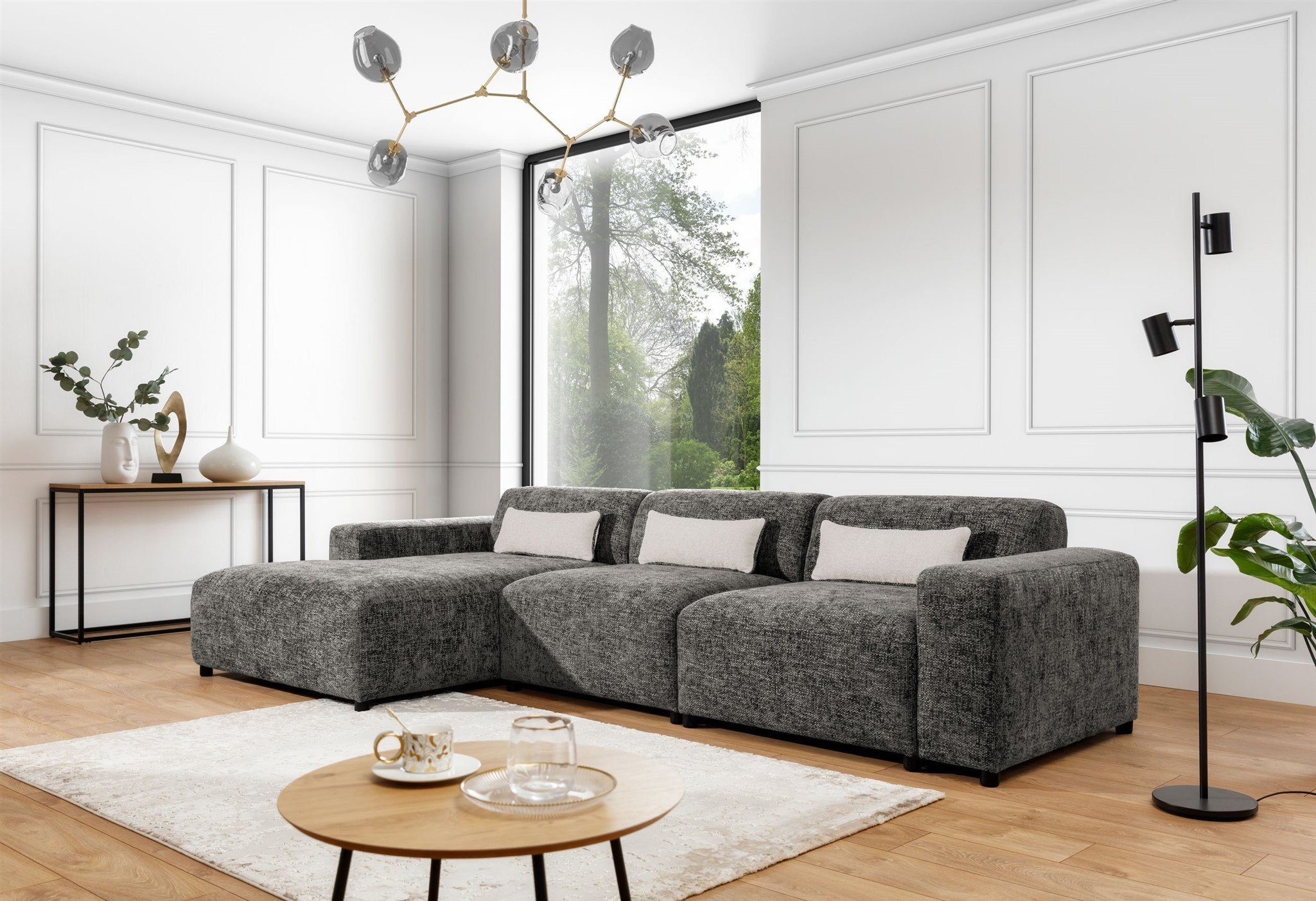 3 in mane Enjoy Fun Möbel links, rechts Ecksofa MAX Zierkissen oder Me, inkl. ROMY Stoff Taupe Designersofa