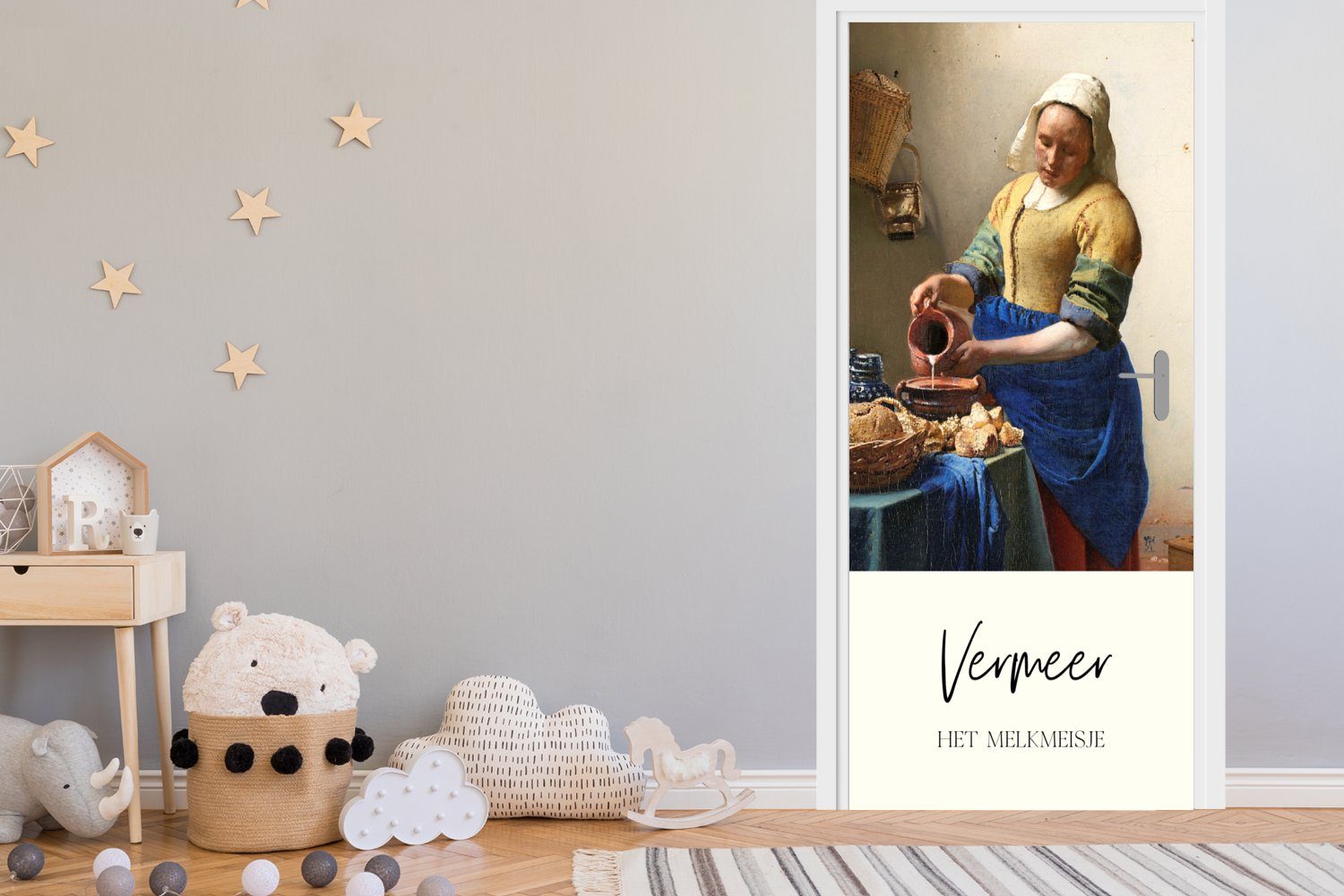 Türtapete Vermeer, Milchmädchen bedruckt, - Fototapete MuchoWow Matt, St), 75x205 Tür, Kunst für - cm (1 Türaufkleber,