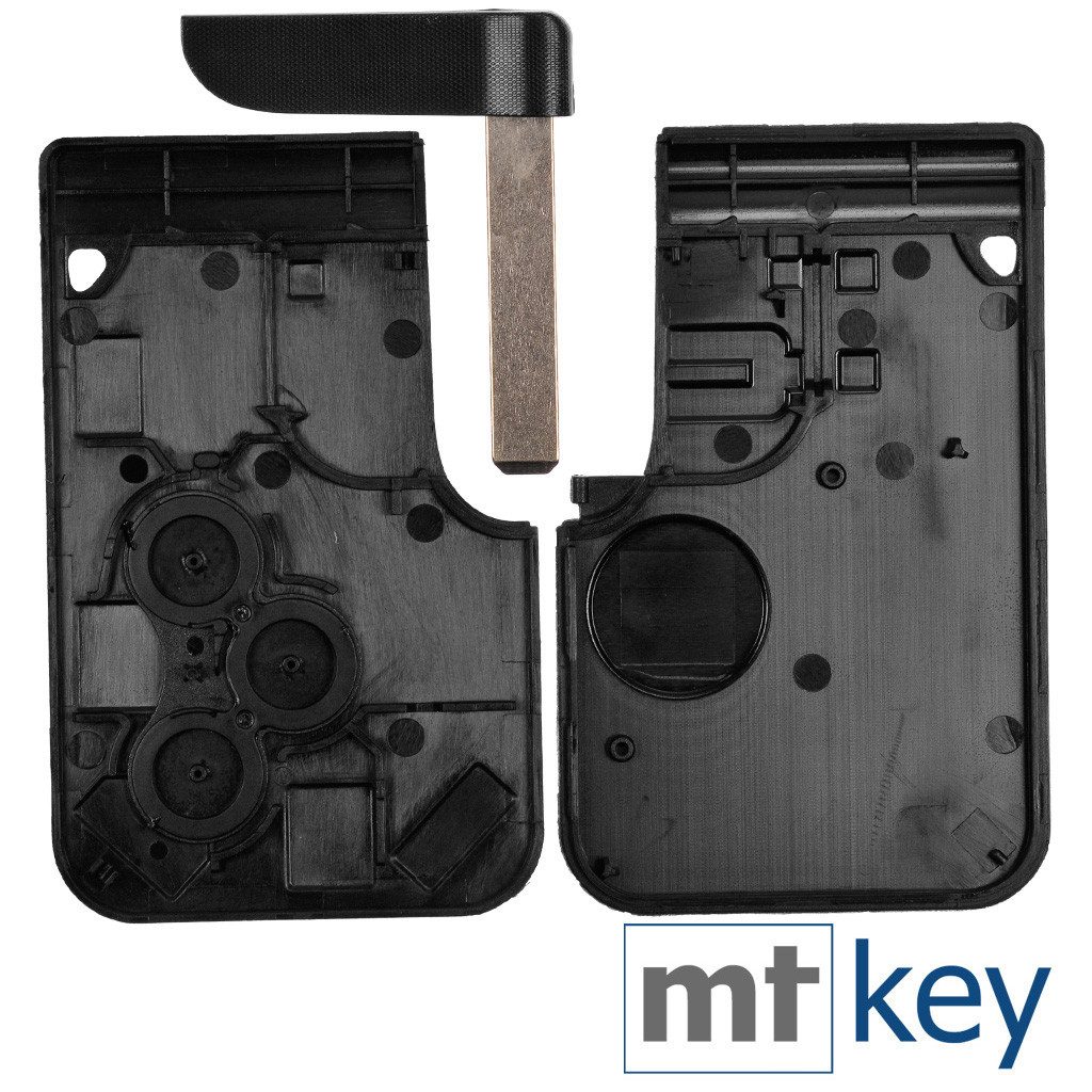 mt-key Auto Schlüssel Karte 3 Tasten + Rohling + Mikrotaste + VARTA CR2025 Knopfzelle, CR2025 (3 V), für Renault Megane 2 Scenic 2 Clio 3 Funk Fernbedienung