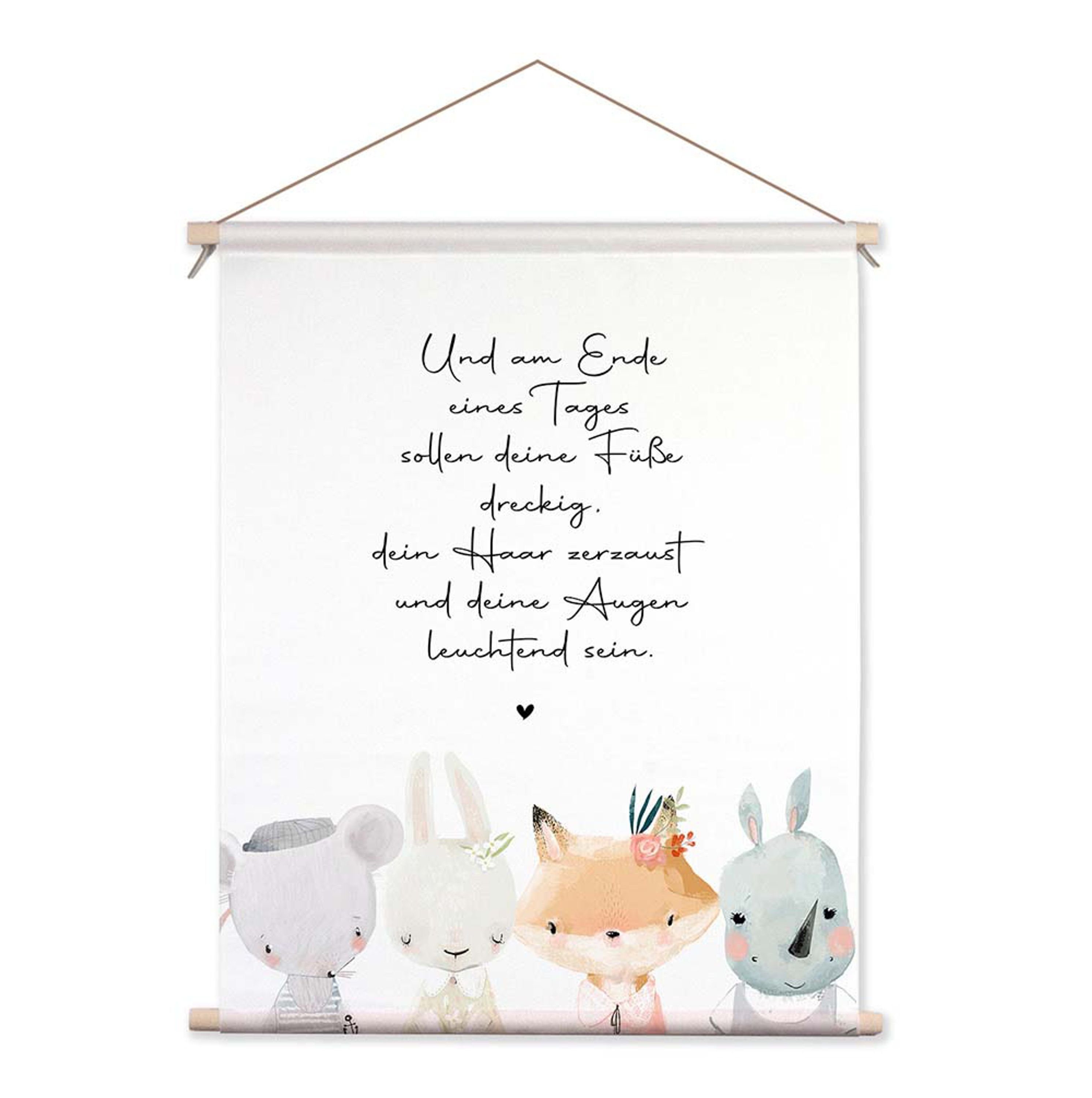 artissimo Poster Textil-Poster 40x50cm Bild mit Spruch Kinderzimmer Babyzimmer Tiere