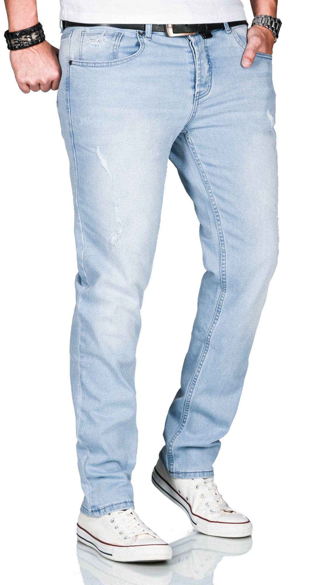 Alessandro AS-161 mit used ASCatania Salvarini Slim-fit-Jeans Hellblau Effekt 2% Used - mit und Elasthan look