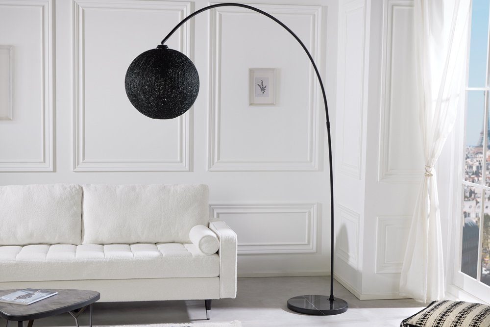 COCOONING · Kugel Bogenlampe riess-ambiente schwarz, 205cm · Metall Marmor Modern · Leuchtmittel, ohne Wohnzimmer ·
