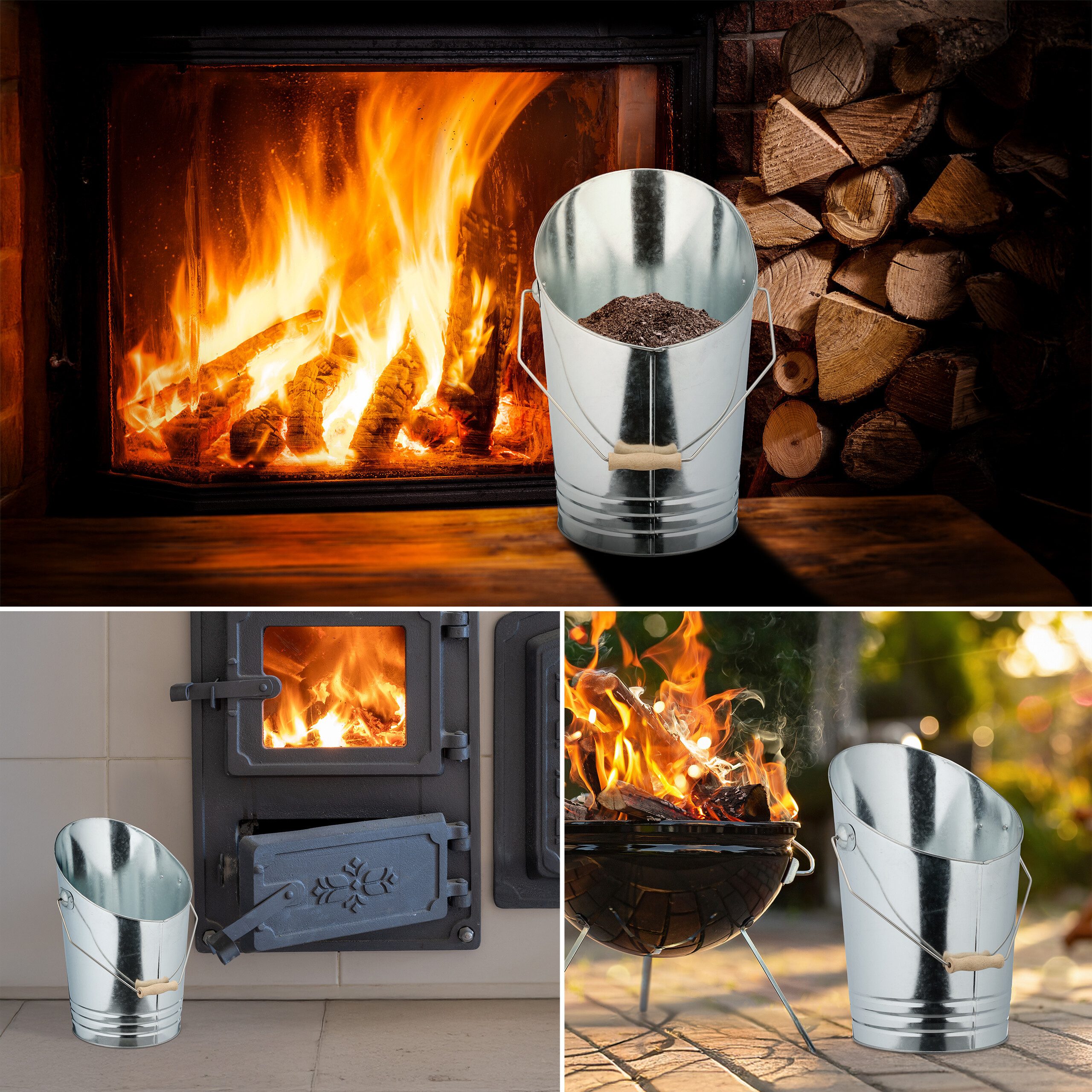 relaxdays Mülleimer Kohleneimer mit Schaufel