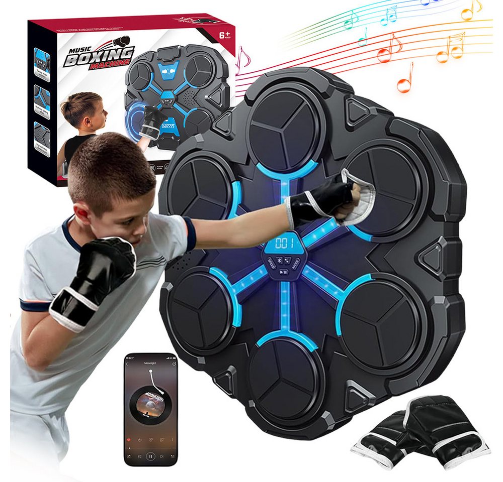 AKKEE Boxsack Boxmaschine Kinder Bluetooth Music Boxing Machine mit Handschuhen, 9 Trainingsmodi Mit LED-Anzeige 500mah