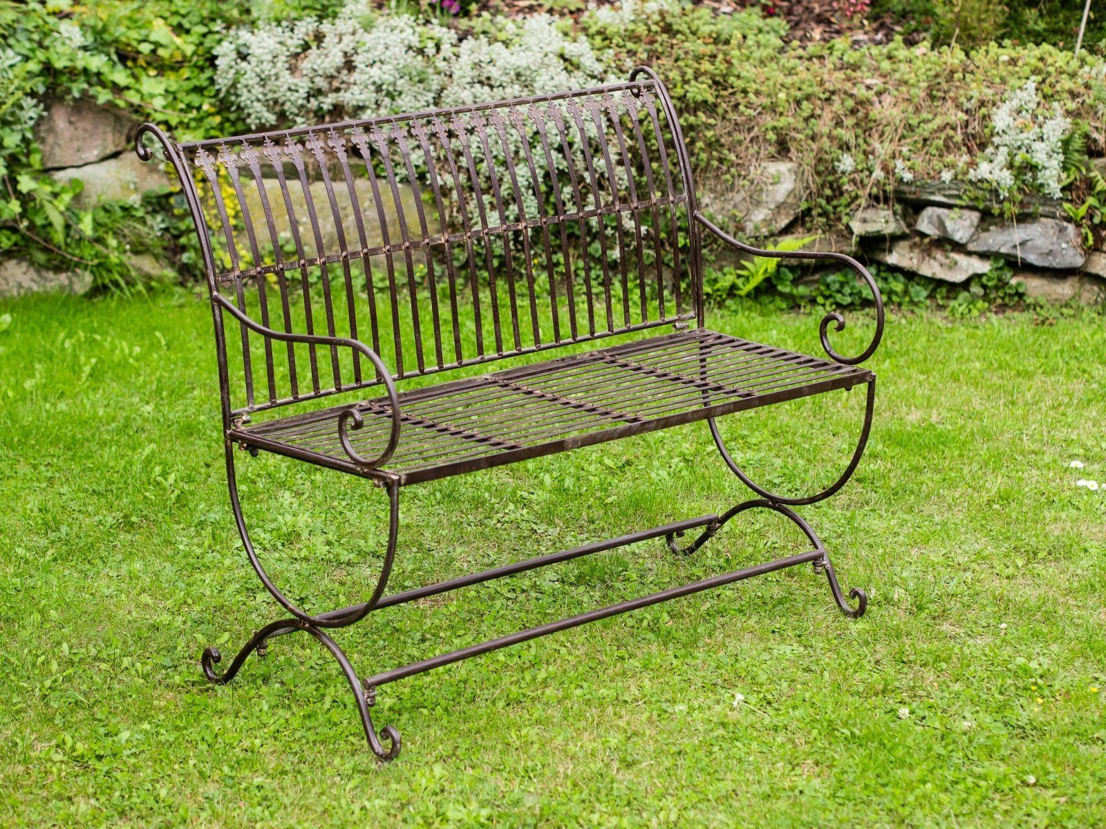 Aubaho Gartenbank Nostalgie Gartenbank Metall Eisen antik Stil
