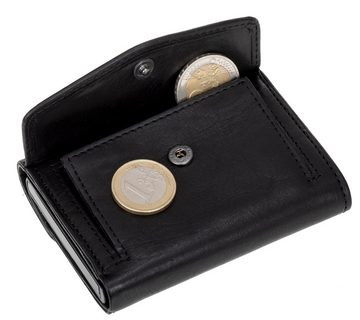 Tony Perotti Mini Geldbörse Geldbeutel Kartenbörse Damen Herren Smart Wallet Furbo RFID Schutz, Portemonnaie Lederbörse klein Börse echtes Leder + Schlüsselbörse