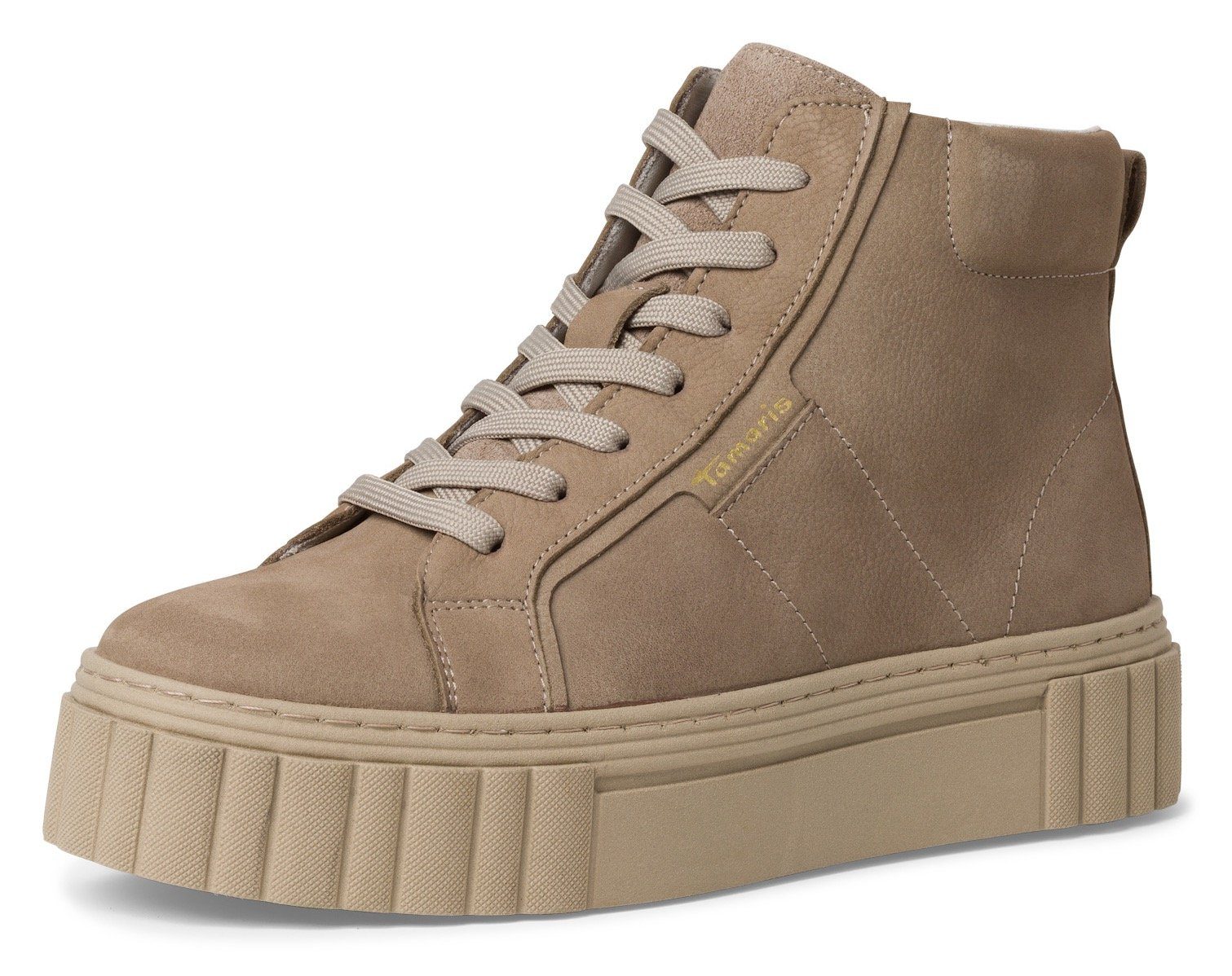 Schaftrand Tamaris mit Sneaker gepolstertem taupe