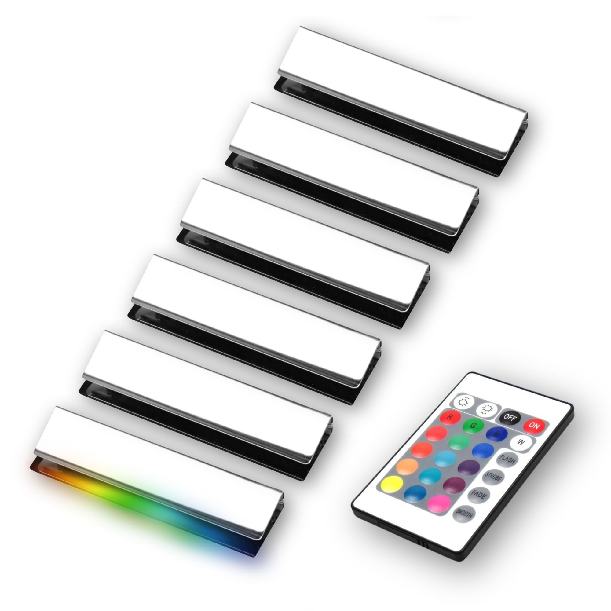 kalb LED Glaskantenbeleuchtung LED RGB Glaskantenbeleuchtung Vitrinenbeleuchtung Clip Glas, 6er Set