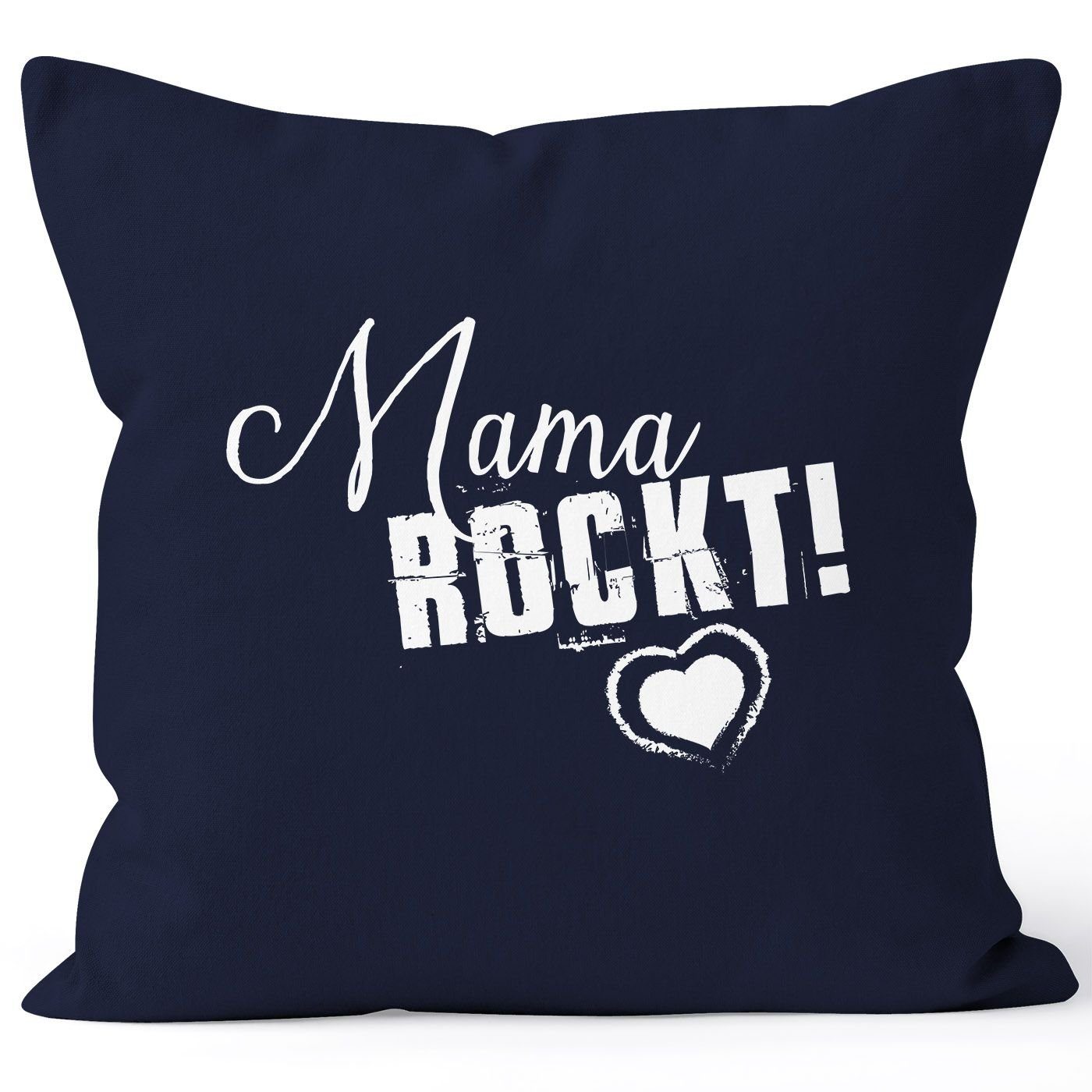 MoonWorks Dekokissen Kissenbezug Mama rockt Geschenk für Mutter Muttertag 40x40 Baumwolle MoonWorks® navy
