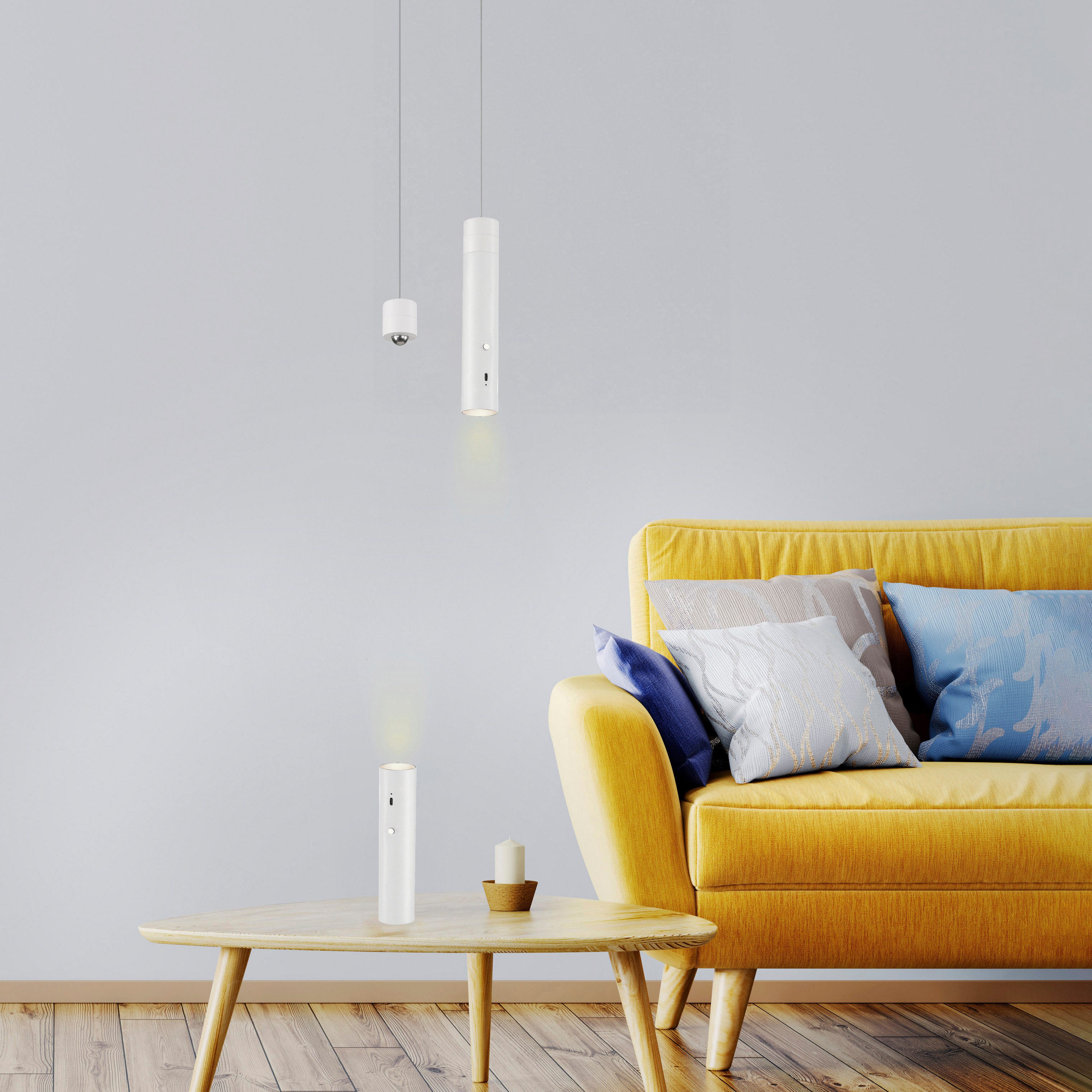 JUST LIGHT Pendelleuchte ATTACH, Dimmfunktion, LED fest integriert, Warmweiß, Akkuleuchte, mobile Lichtlösung, Taschenlampe