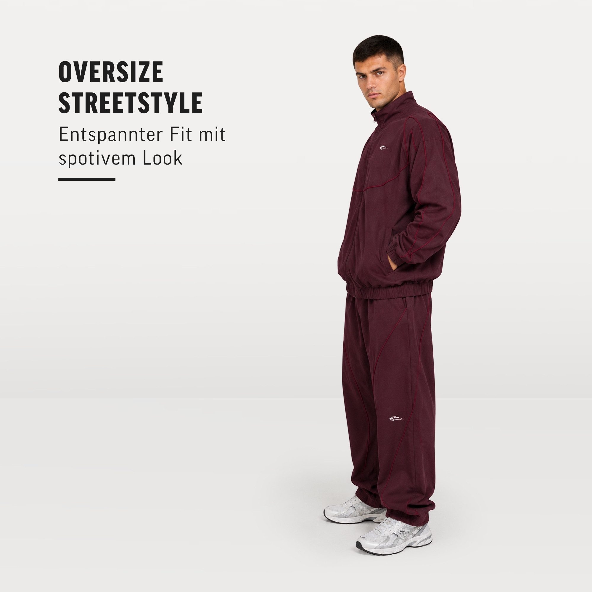 Smilodox Outdoorjacke Kyson, Trainingsjacke Herren, Oversize Sportjacke, Trackjacke, Gym Baggy, Kontrastpaspeln, Stehkragen, Zip, Taschen
