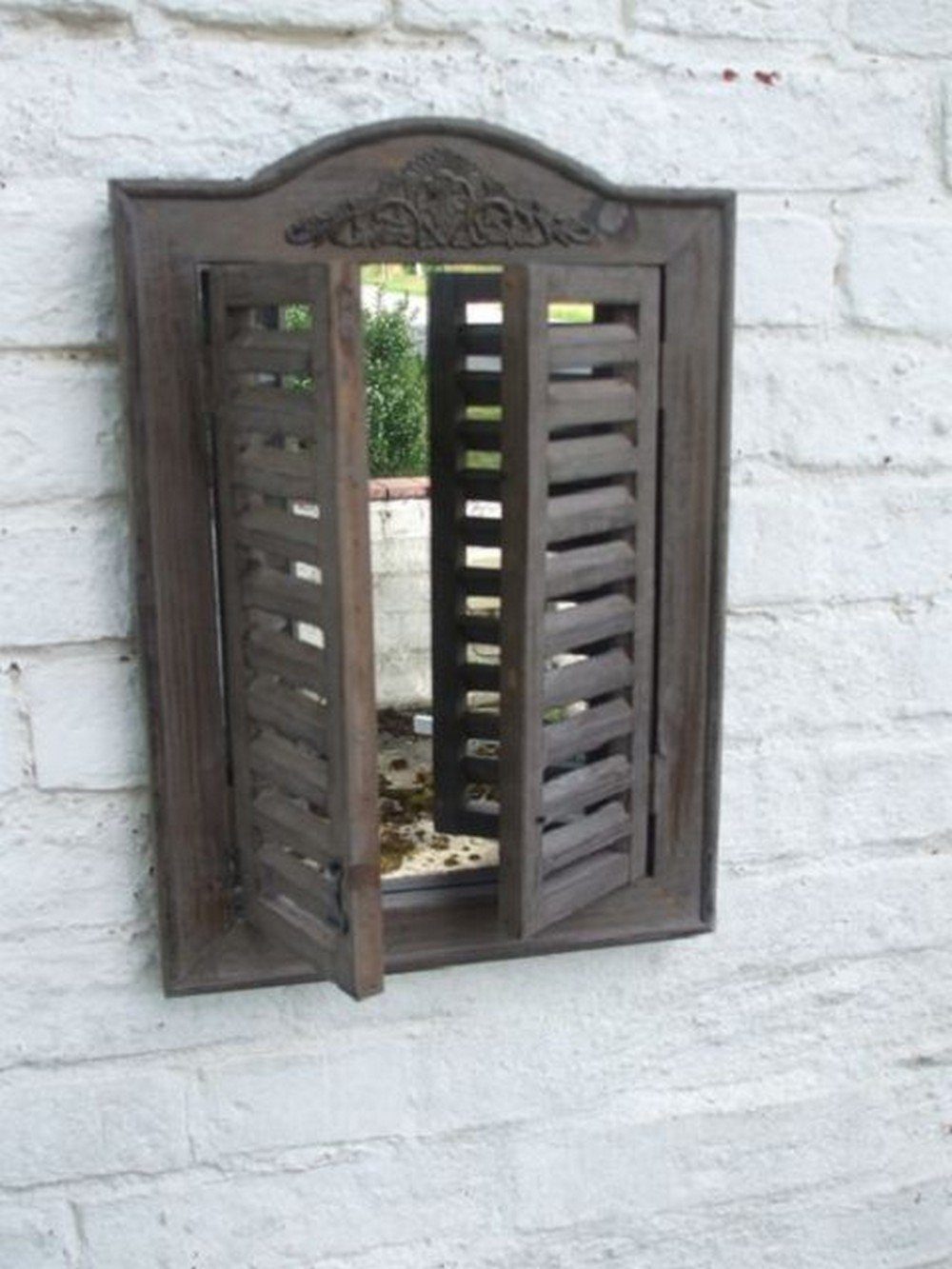 Dekospiegel m. Impressionen Deko-Impression 45x31 Spiegel Dekorativer cm, (1-St) Fensterläden,Wandspiegel