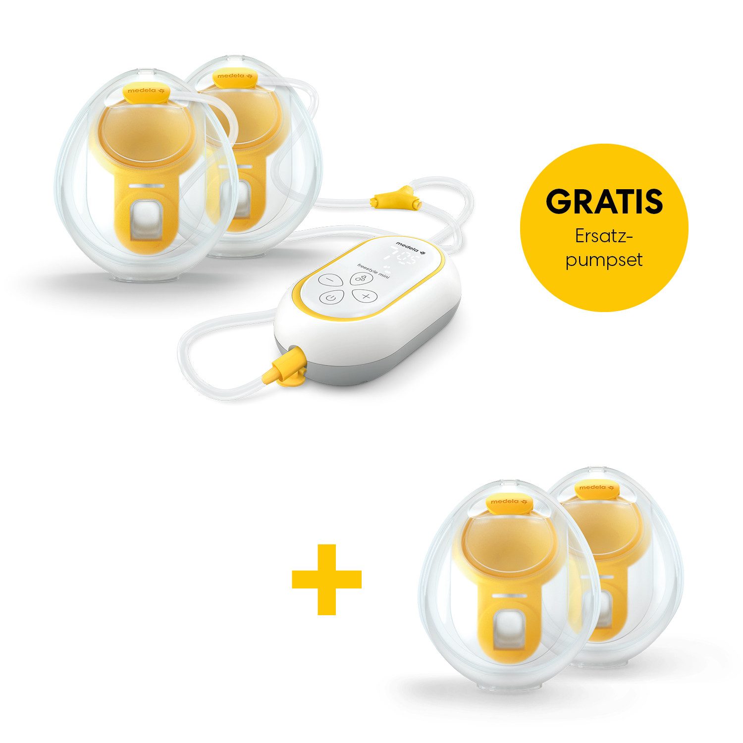MEDELA Elektrische Doppelmilchpumpe MEDELA Freestyle Mini Hands-free + Hands Free Doppelpumpset, 1-tlg., AKTIONSPACK