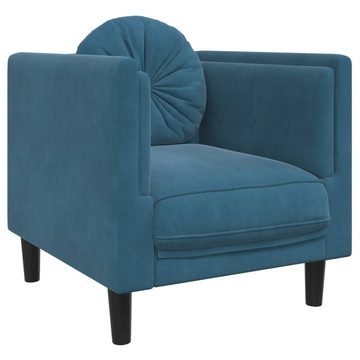 vidaXL Sofa Sessel mit Kissen Blau Samt