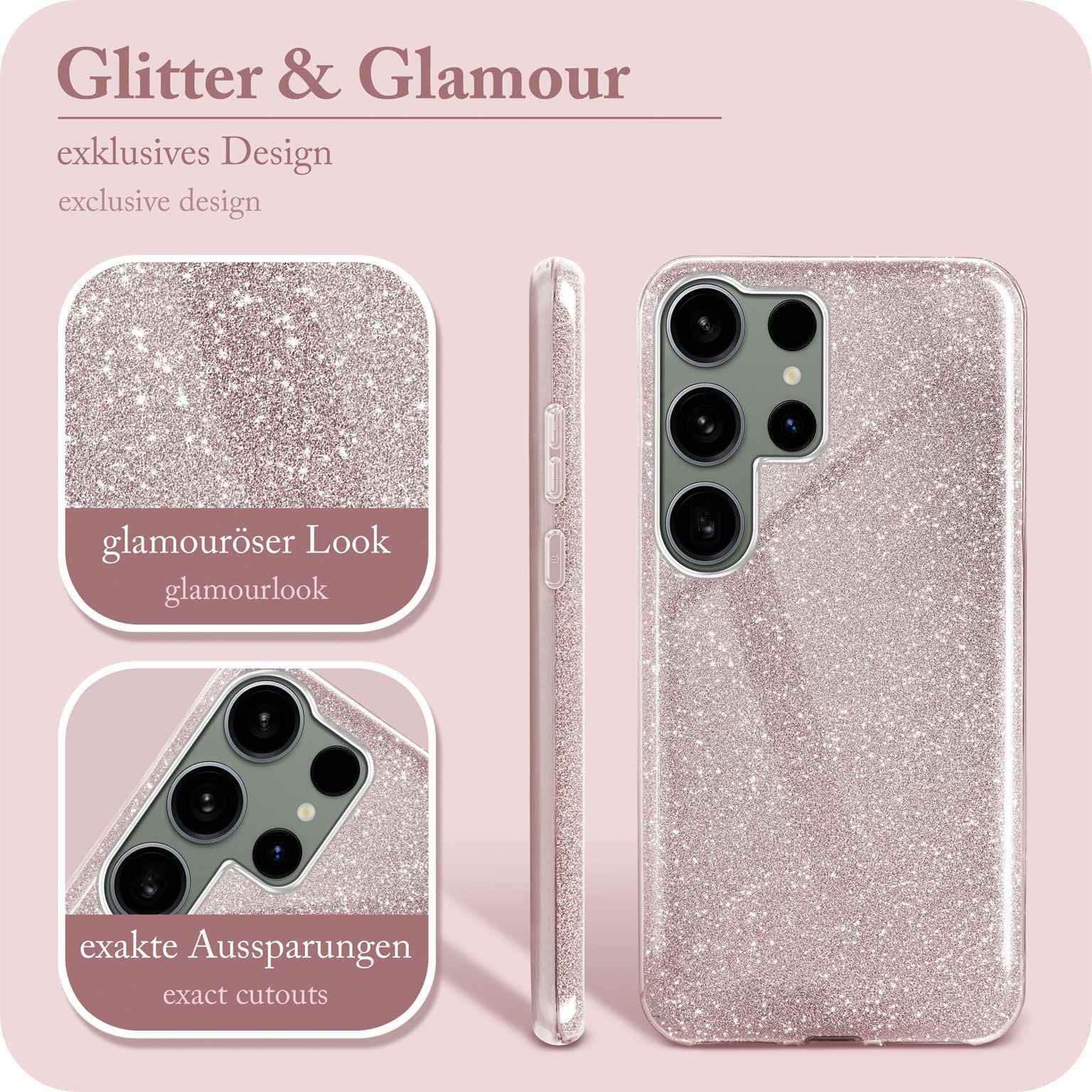 ONEFLOW Handyhülle für Samsung Galaxy S24 Ultra Glitzer Hülle Glitter Case Rosa 6,8 Zoll, Hülle Glitzernd Dünne Schutzhülle mit Kameraschutz Frauen Glitzerhülle