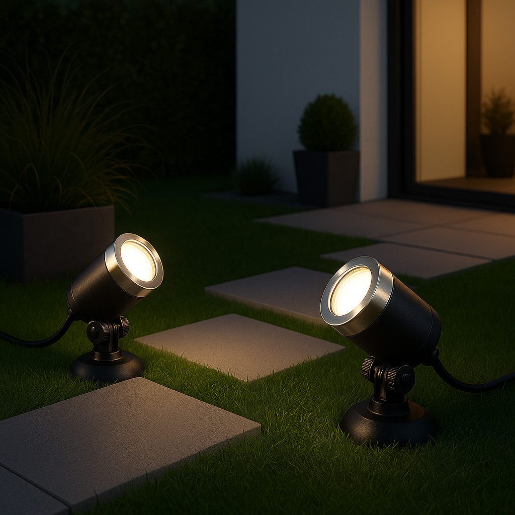 MeLiTec LED Gartenstrahler GL24, LED fest integriert, Steuerung per App oder Fernbedienung, RGB, LED-Gartenlampe im 2er-Set
