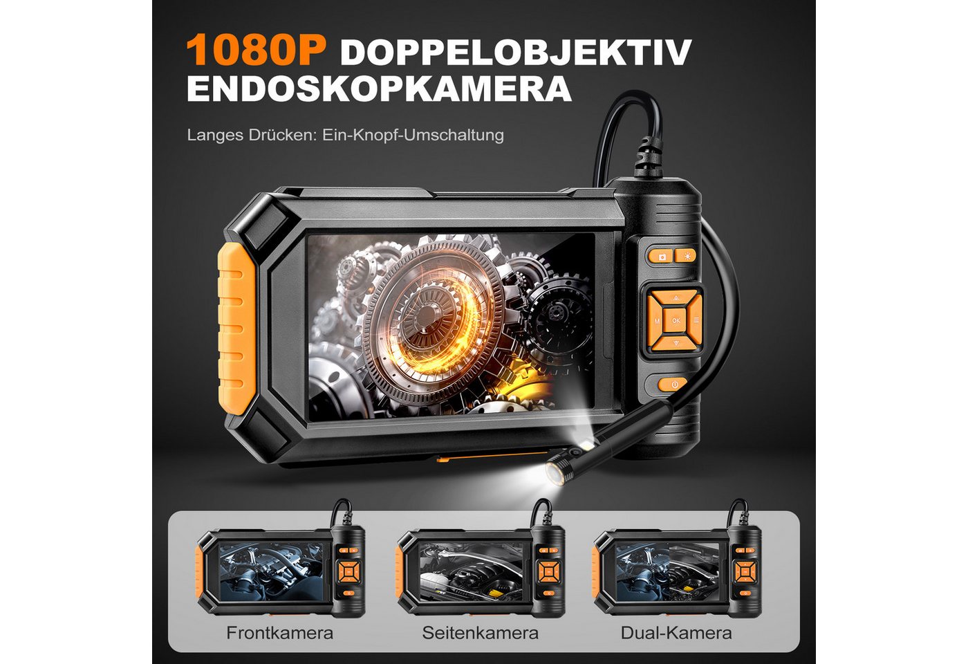 Thumbnail - CkeyiN Endoskopkameraka mit Licht Industrielles HD-Digital-Endoskop 8mm Inspektionskamera (mit 9 LED-Lichtern 5 m Kabell...