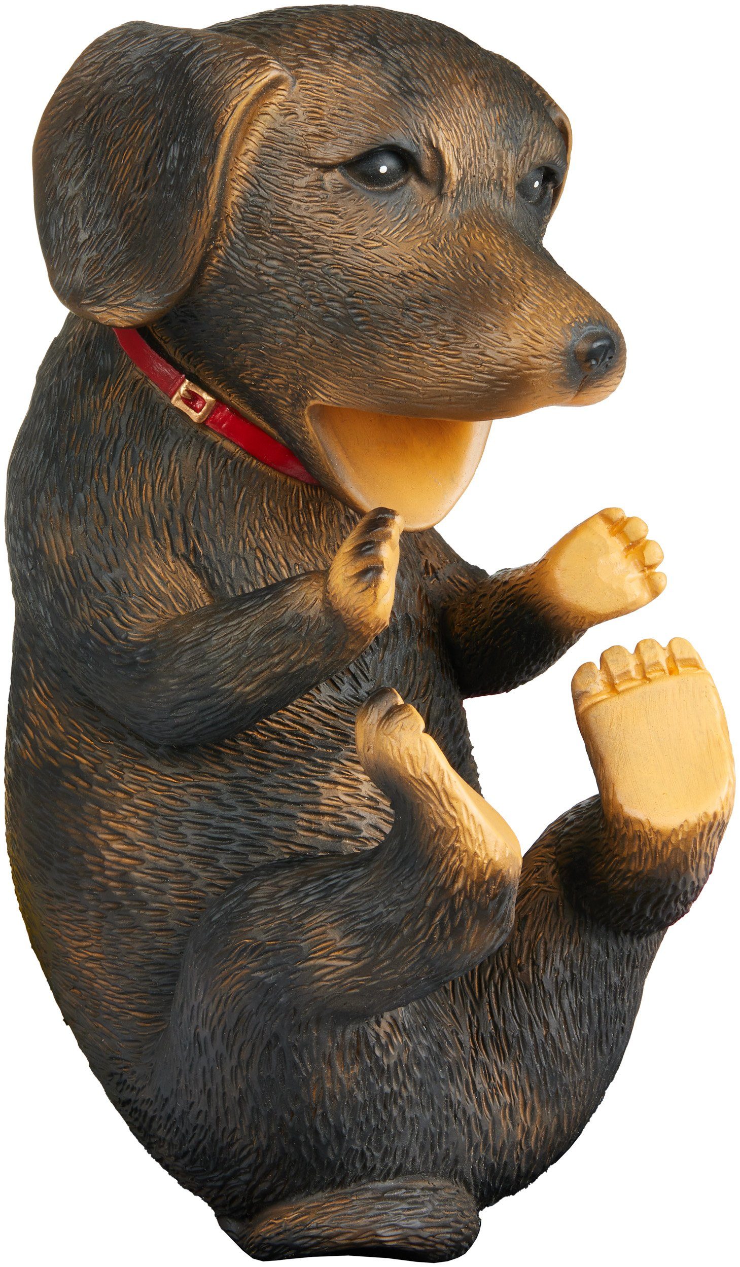 BRUBAKER Weinflaschenhalter Dackel - Durstiger Hund - Flaschenhalter Trinkende Tiere, (Handbemalt Barzubehör, 1-St., Witzige Dekoration - Wein Geschenk), Dachshund Flaschenständer lustig - Deko Figur