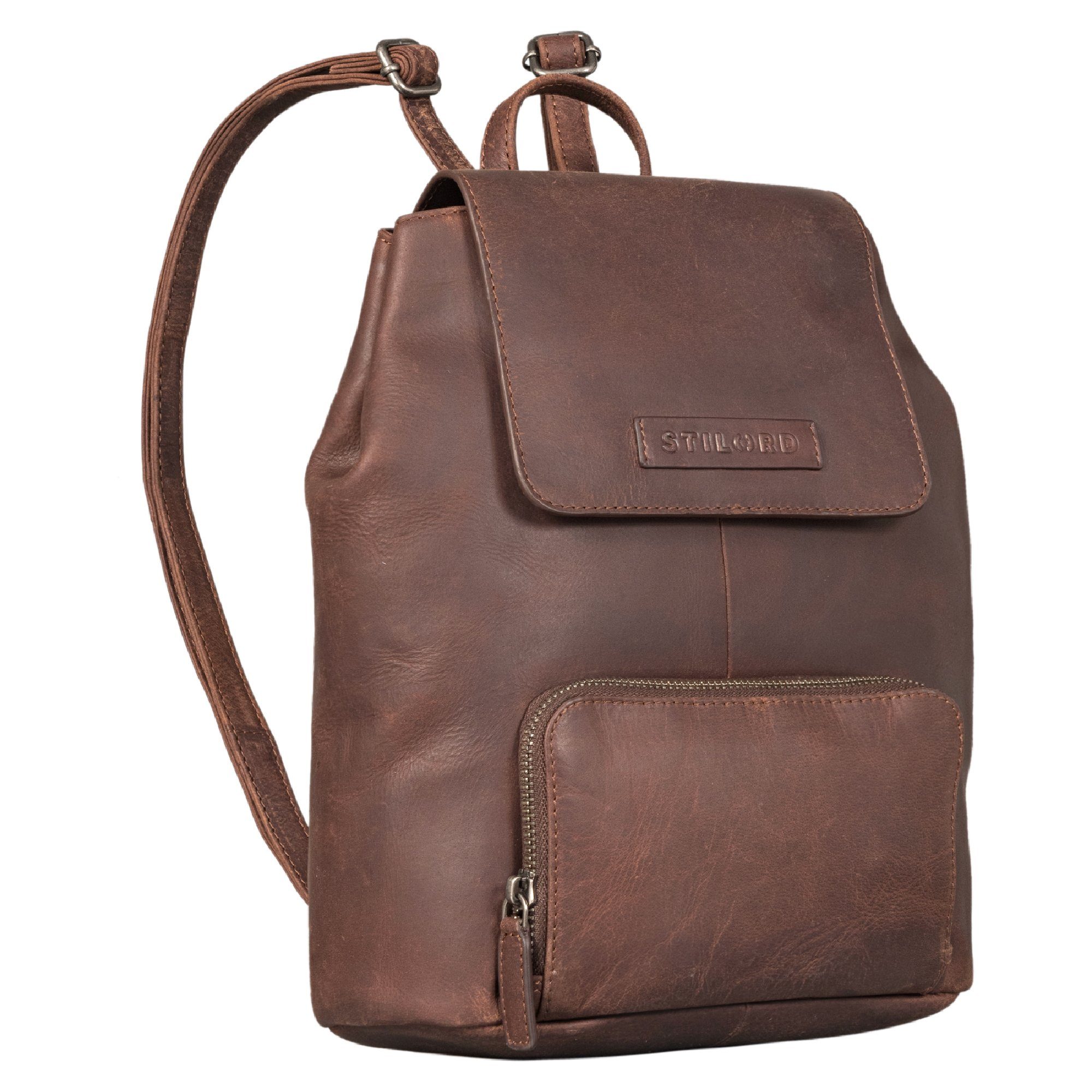 Damen Kleiner STILORD Modern - Lederrucksack braun Cityrucksack sapelli "Johanna" STILORD