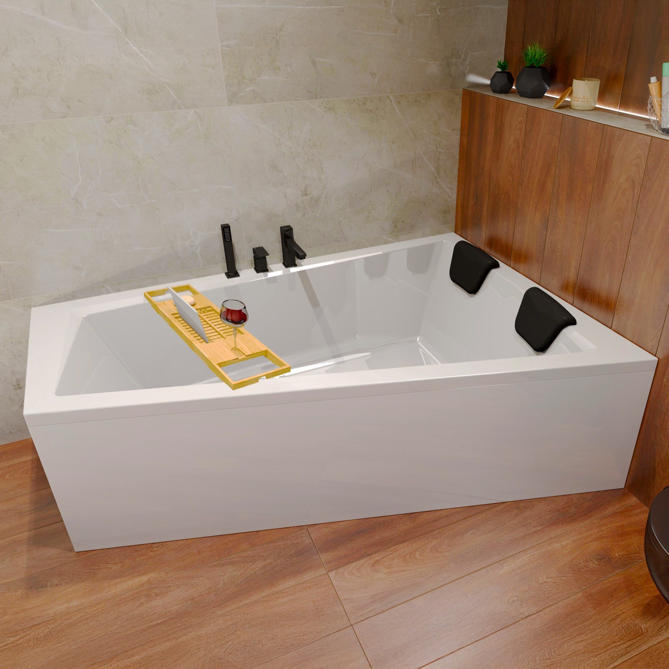 KOLMAN Badewanne Eckwanne 150x85 INTIMA Rechts mit Styropor + Ablage + 2 Ko günstig online kaufen