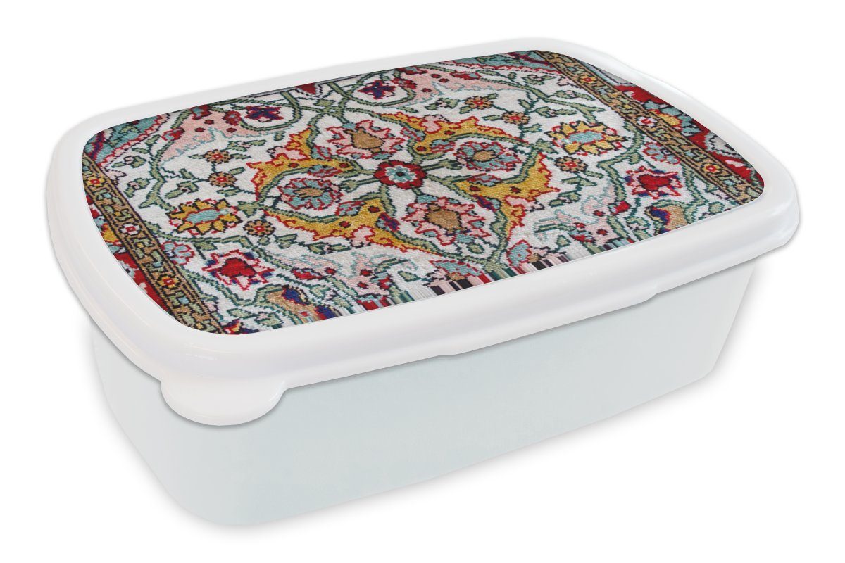 und MuchoWow Brotbox Kunststoff, (2-tlg), und für Farben, - Brotdose, weiß Erwachsene, Teppiche für Teppiche Persische Kinder - Mädchen Jungs Lunchbox