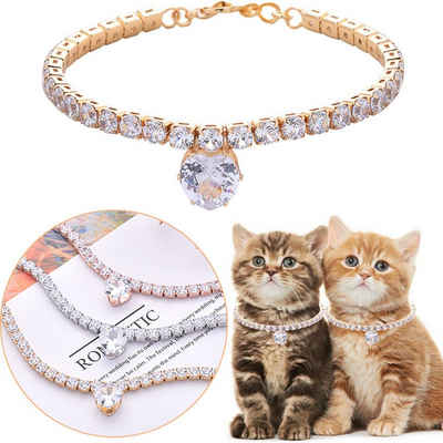 HUNKA Katzen-Halsband Katze Hund Halsband, Haustier-Halsband mit Diamanten, Verstellbare