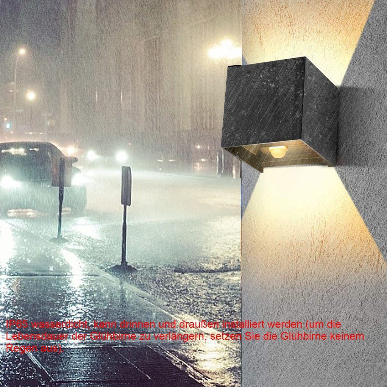 oyajia Wandleuchte 2 Stück 7W Metall LED Wandlampe, Auf und ab Einstellbarer Lichtstrahl, LED fest integriert, Warmweiß, LED Wandlampe mit Bewegungsmelder,für Wohnzimmer, Flur, Balkon, Hotel