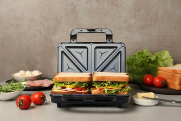 bestron Sandwichmaker ASM90XLTG, XL für 2 Sandwiches, Antihaftbeschichtetet, 900 W