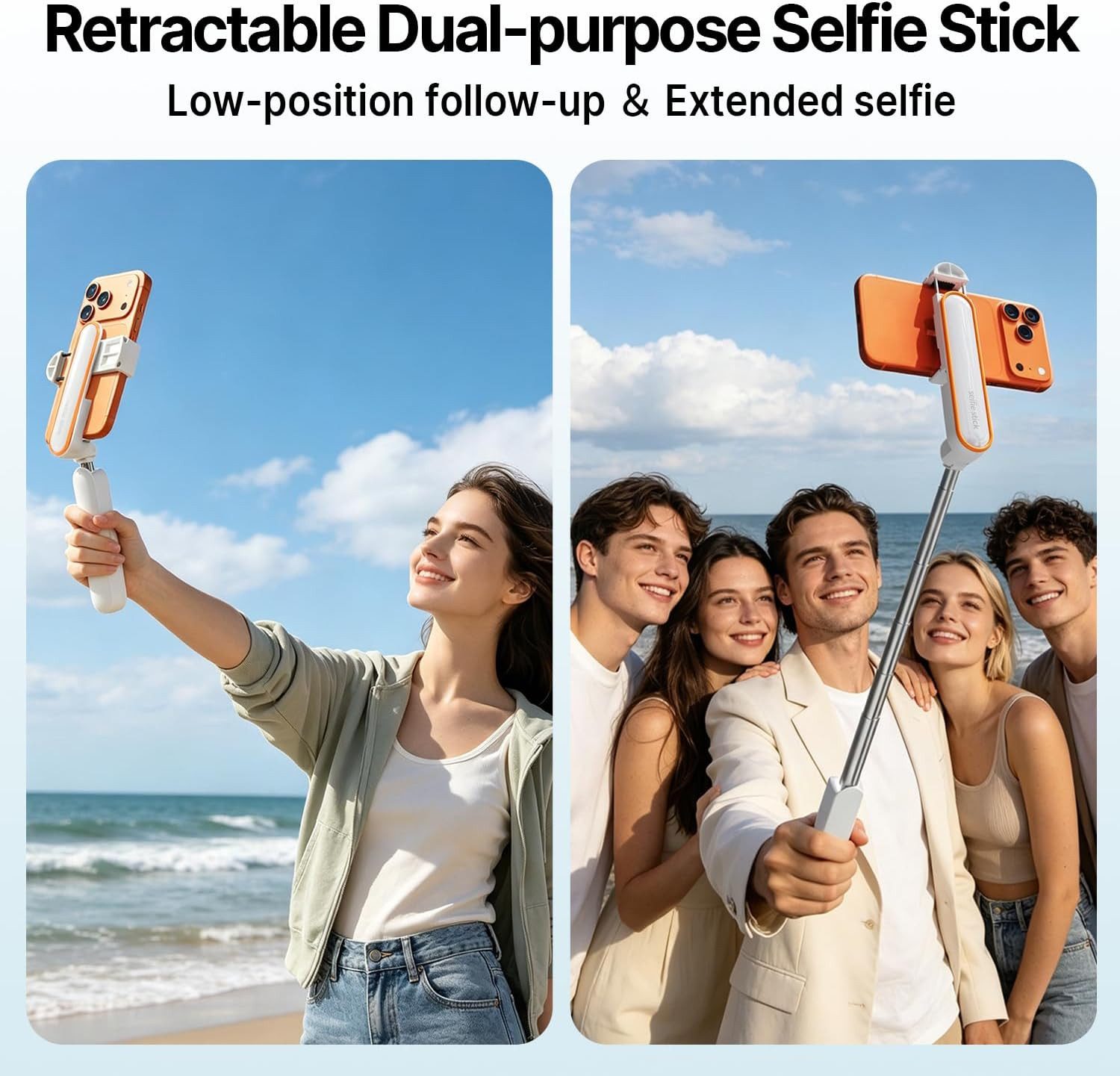 FELIXLEO Selfie-Stick Handy Selfie Stick für Samsung iPhone Tragbar Reisen Outdoor Foto