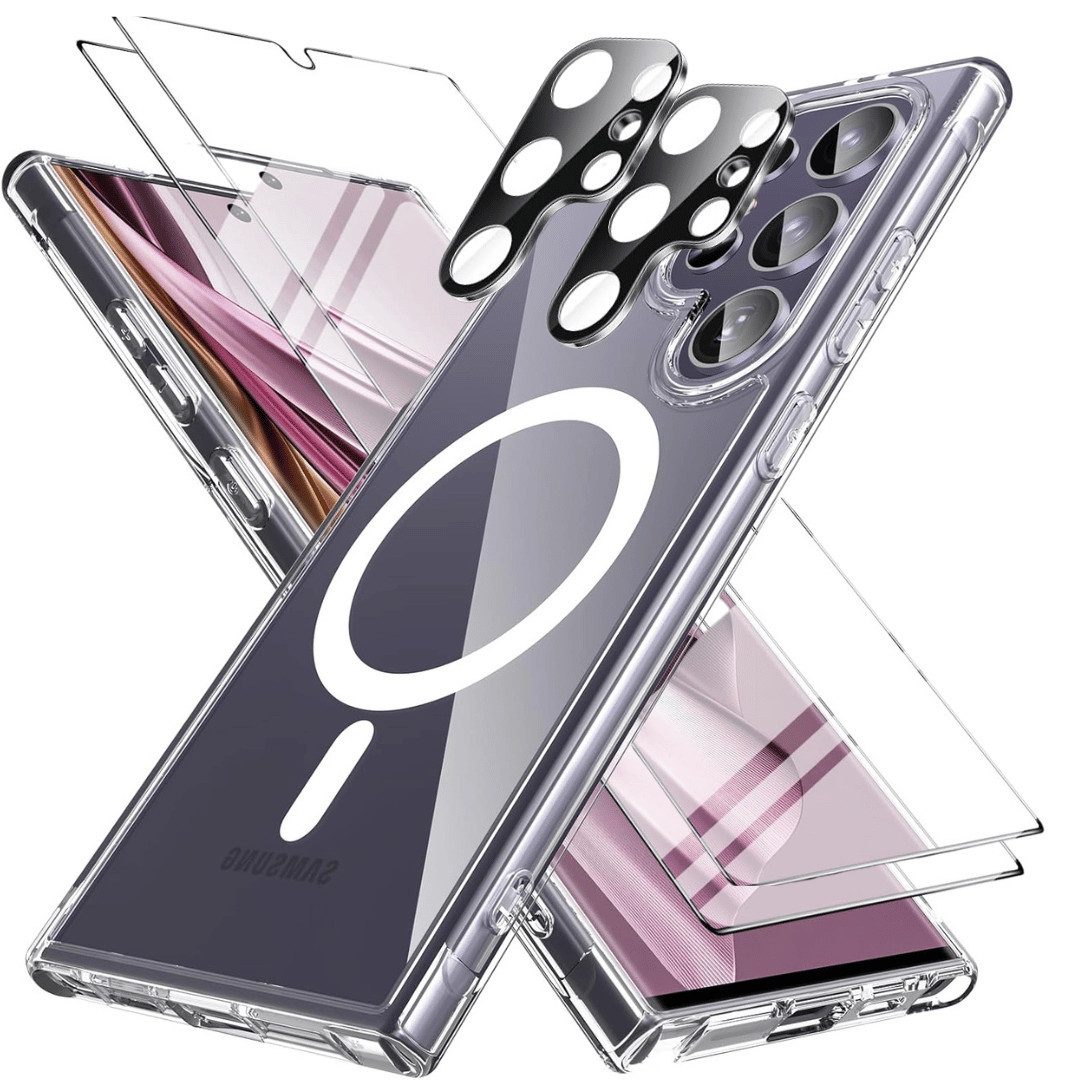 Smartphone-Hülle 5in1 für Samsung Galaxy S24 Ultra 2X Schutzglas 2X Kameraschutz Case